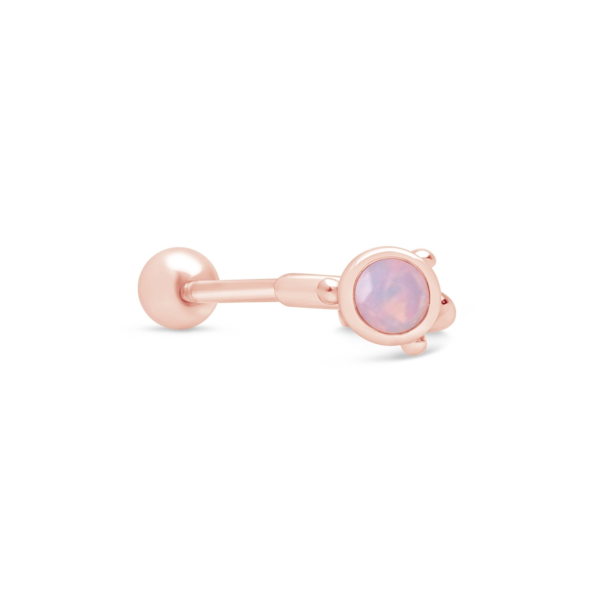 14k Rose Gold Pink Opal Huggie Earrings | Dainty Hoop Earrings for Women | Perfect for Everyday Wear, Date Nights & Gifts