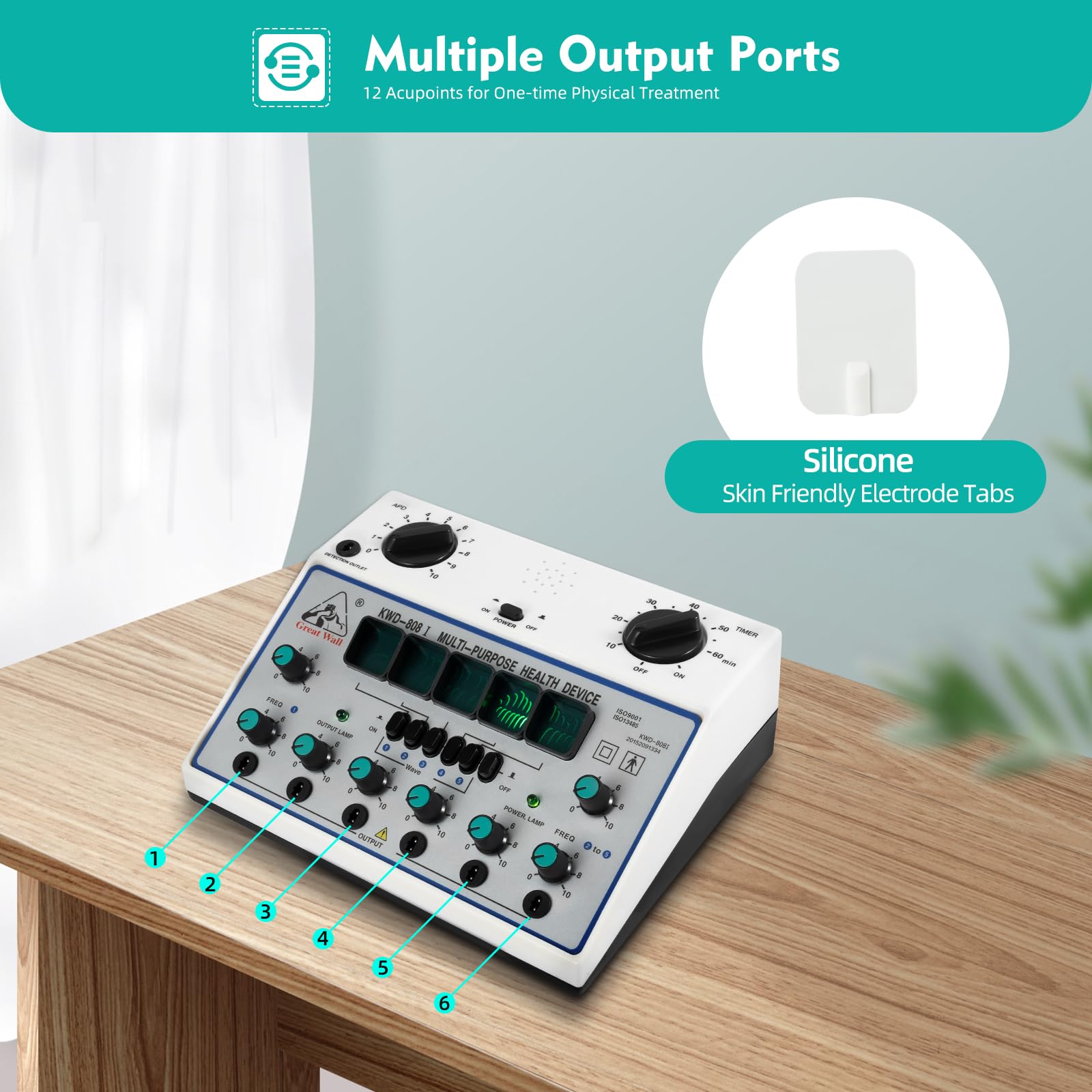 Electric Acupuncture Stimulator Machine - 6 Output TENS Unit with Patches for Pain Relief, Muscle Therapy & Acupuncture (500-1000hpa) - Perfect for Home Use, Physical Therapy & Chronic Pain Management