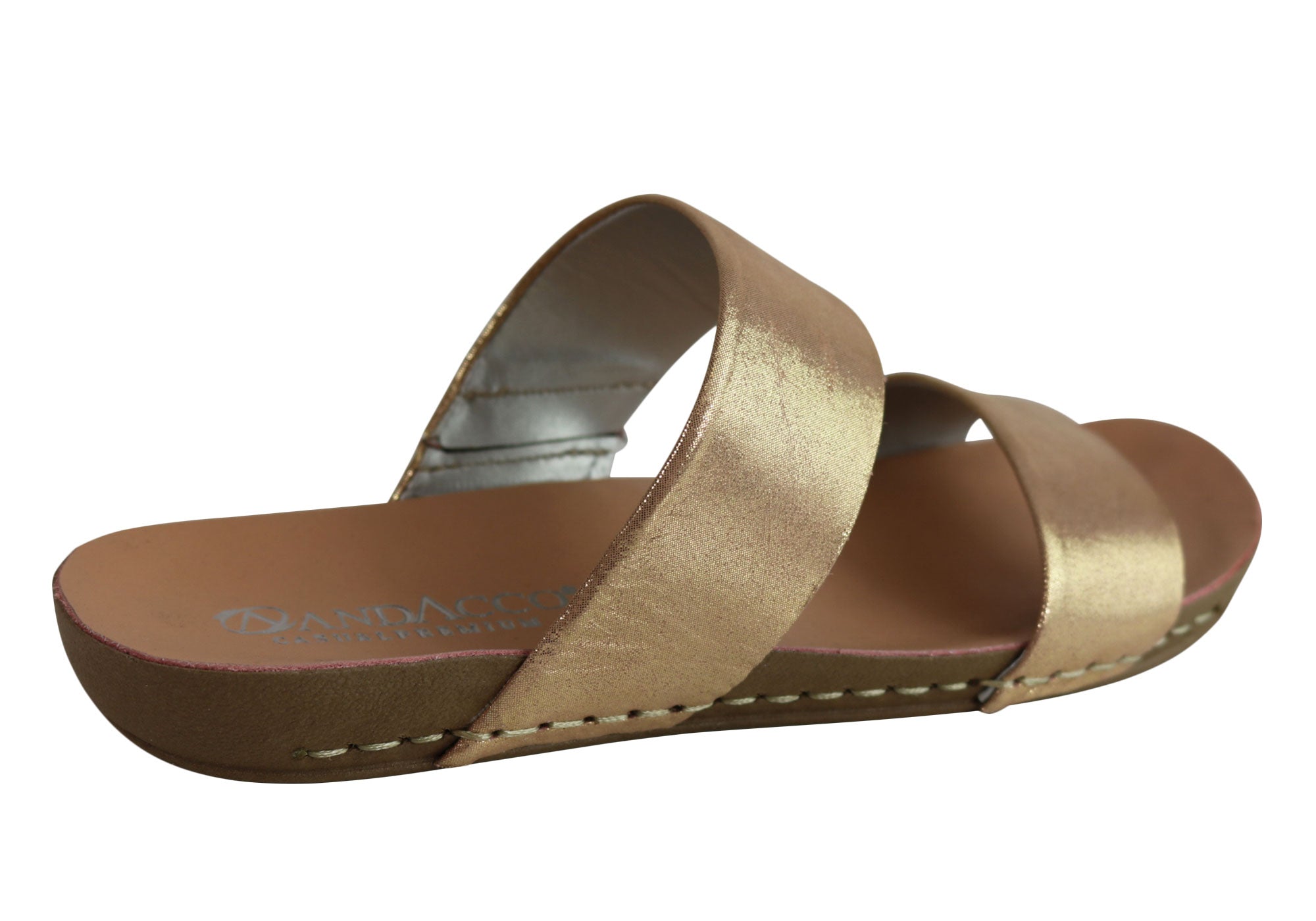 Andacco Mirage Women's Comfortable Leather Flat Sandals Slides - Handmade in Brazil - Perfect for Beach, Vacation & Summer Casual Wear