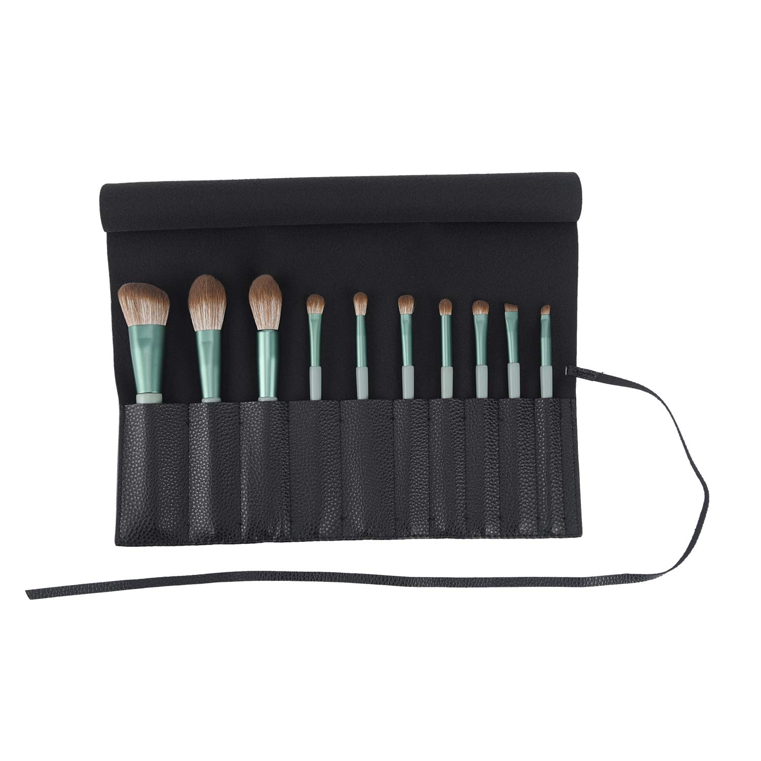Premium PU Leather Makeup Brush Travel Case - Roll Up Cosmetic Brush Holder Organizer with Storage Pouch for Makeup Brushes | Perfect for Travel, Home & Salon Use