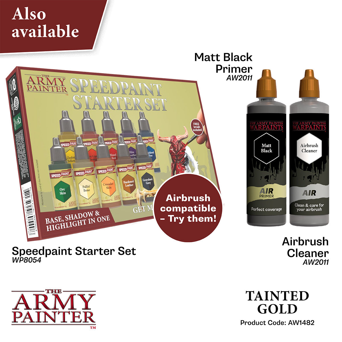 Warpaints Air Metallics: Tainted Gold - Premium Metallic Paint for Miniatures & Models - Perfect for Warhammer, D&D, and Cosplay Projects