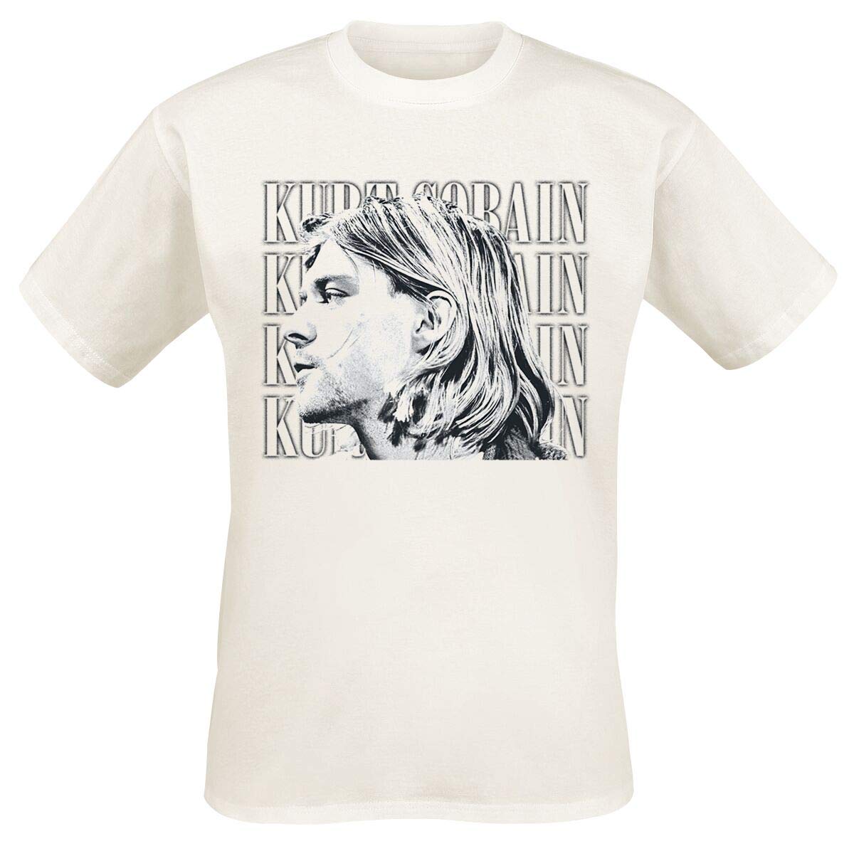 Nirvana Kurt Cobain Vintage Contrast Photo T-Shirt - Cream White Retro Band Tee for Concerts & Casual Wear