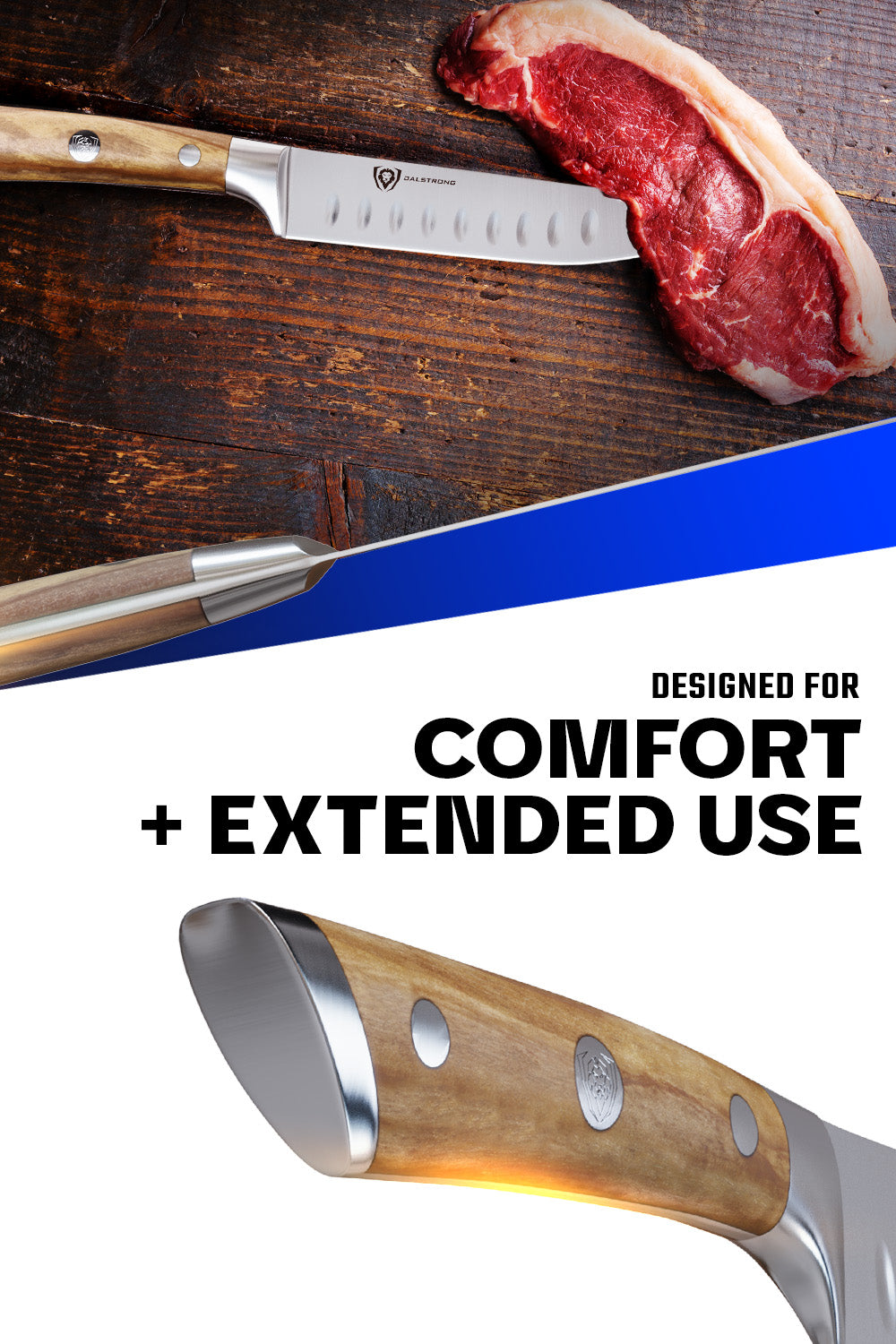 Premium 4-Piece Steak Knife Set with Olive Wood Handle - Dalstrong Gladiator Series | Sharp Kitchen Knives for Steak, Meat Cutting & Fine Dining | Perfect for Home Chefs & Restaurant Use