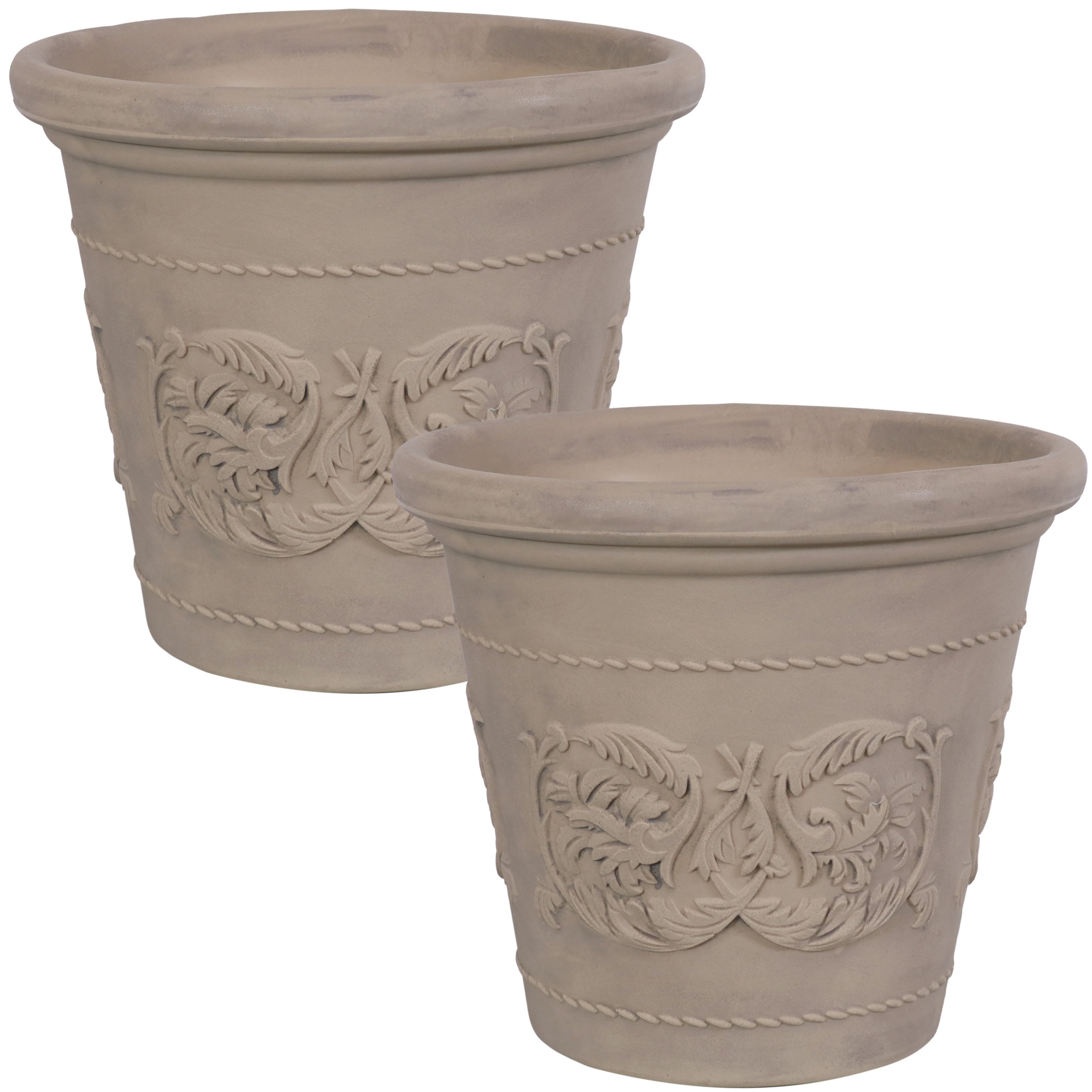 Sunnydaze Arabella Polyresin Outdoor Flowerpot Planter - Decorative Garden Planter for Patio, Porch & Yard - Weather-Resistant & Durable Design
