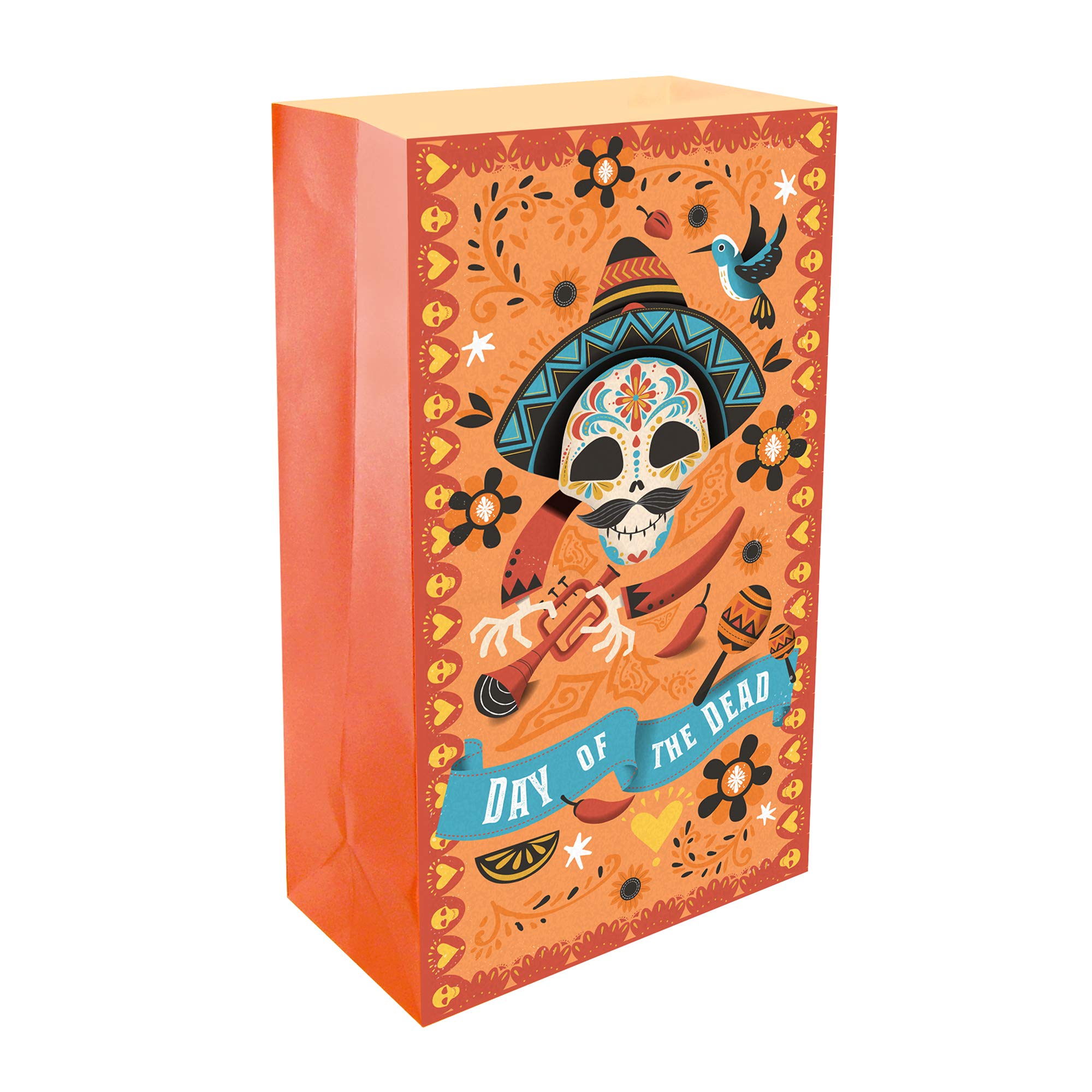 LumaBase Paper Luminaria Bags for Day of the Dead Celebration - Set of 24 Decorative Candle Bags for Halloween, Cemetery Decorations & Mexican Festival Traditions