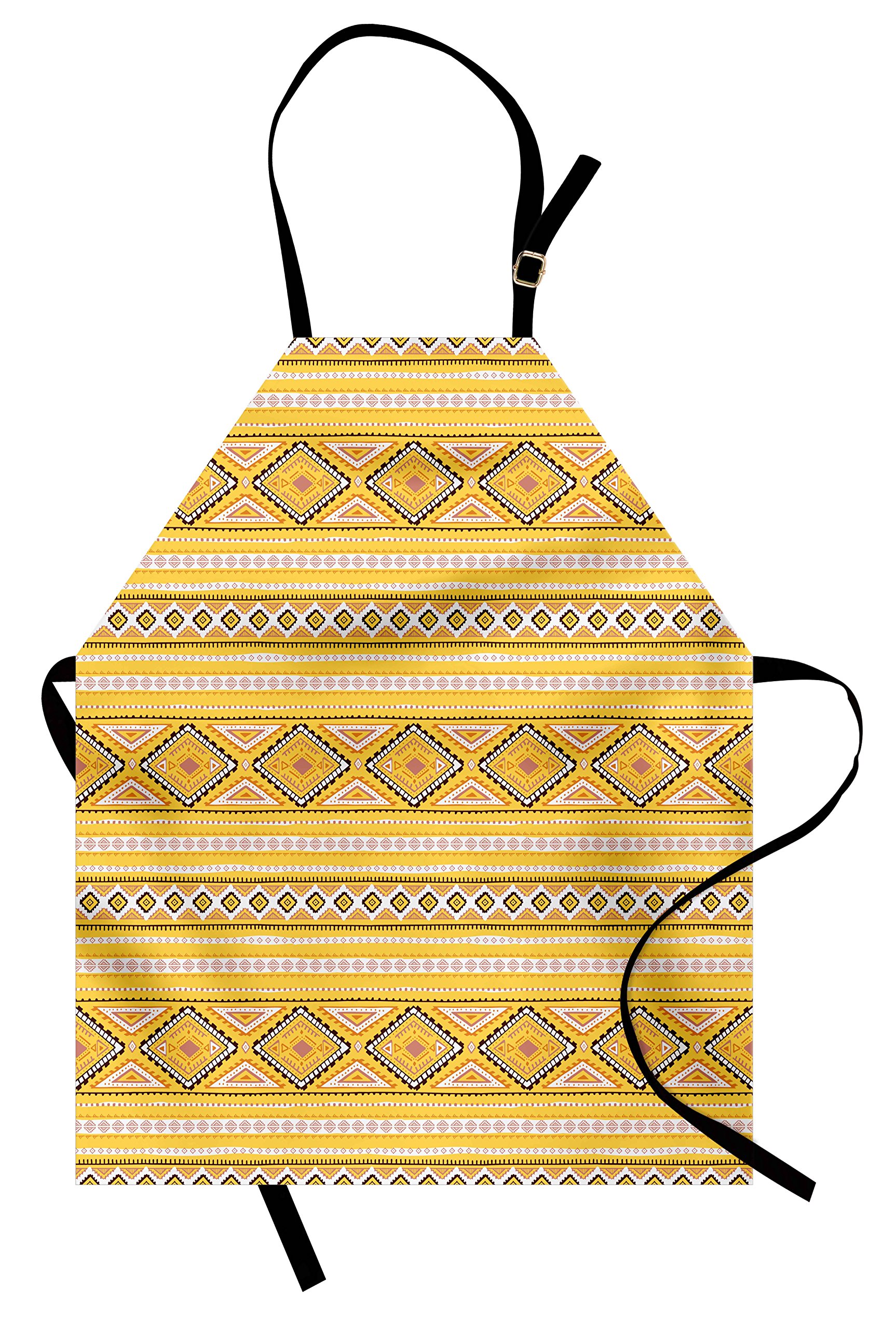 Ambesonne Unisex Kitchen Apron - Tribal Rhombus Triangle Design for Cooking Baking Gardening