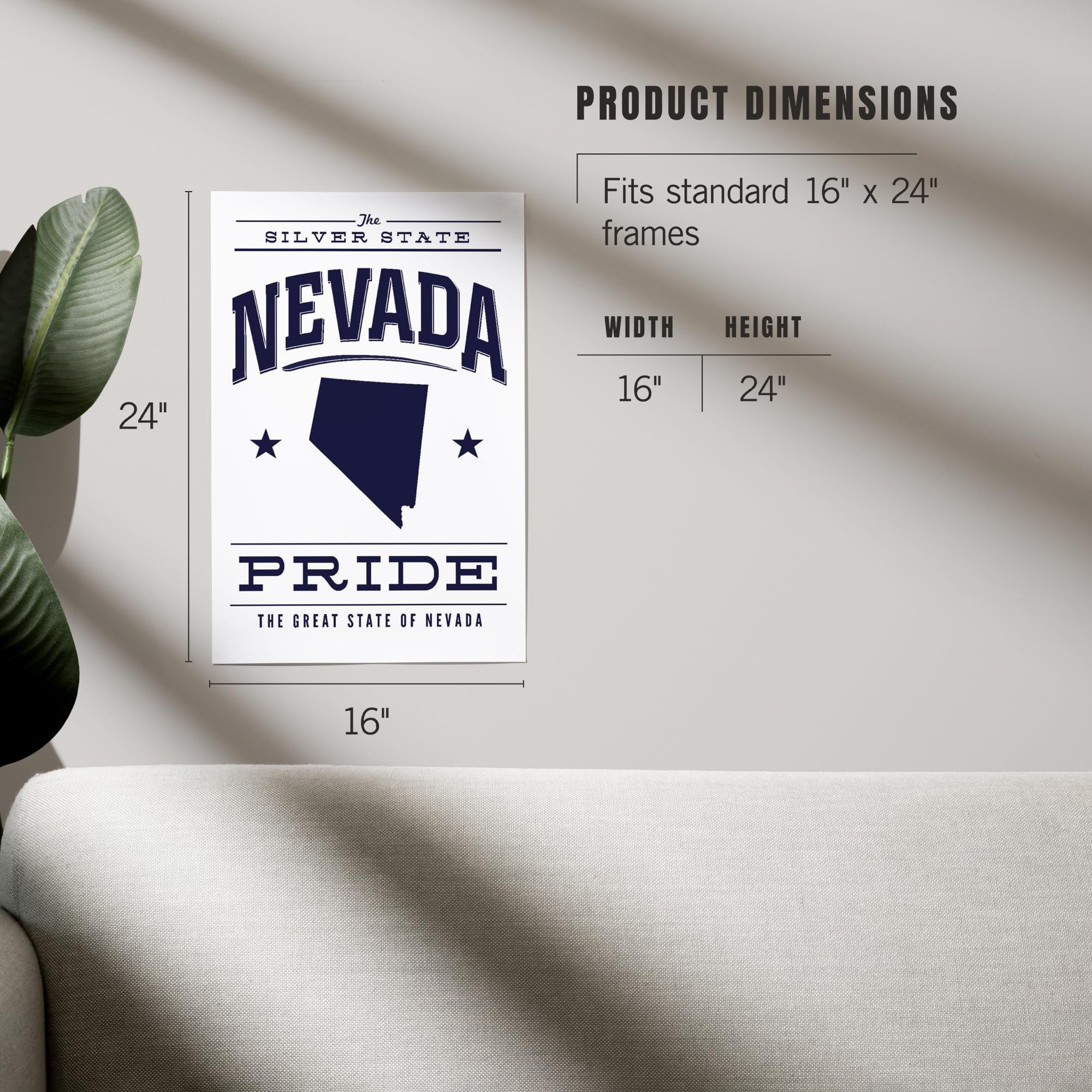 Lantern Press 16x24 Inch Premium Giclee Art Print - Nevada State Pride Wall Decor in Classic Blue & White | Perfect for Home, Office & Gift Giving