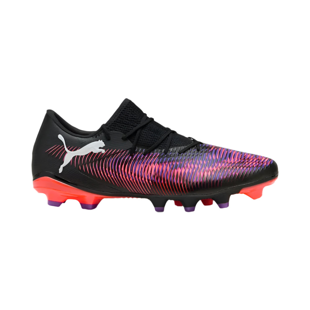 Puma Future 8 Match Low FG/AG Soccer Cleats for Men - Black/White/Glowing Red Football Shoes - Perfect for Artificial Grass & Natural Turf Matches