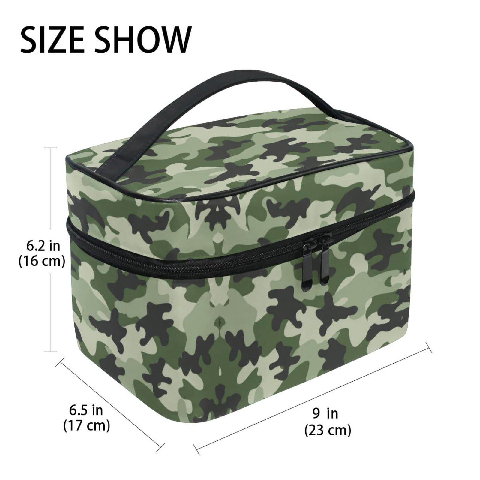 Camouflage Army Green Hidden Cosmetic Bag Organizer - Waterproof Zippered Makeup Pouch & Toiletry Case for Women | Travel, Gym, Camping Essentials Storage