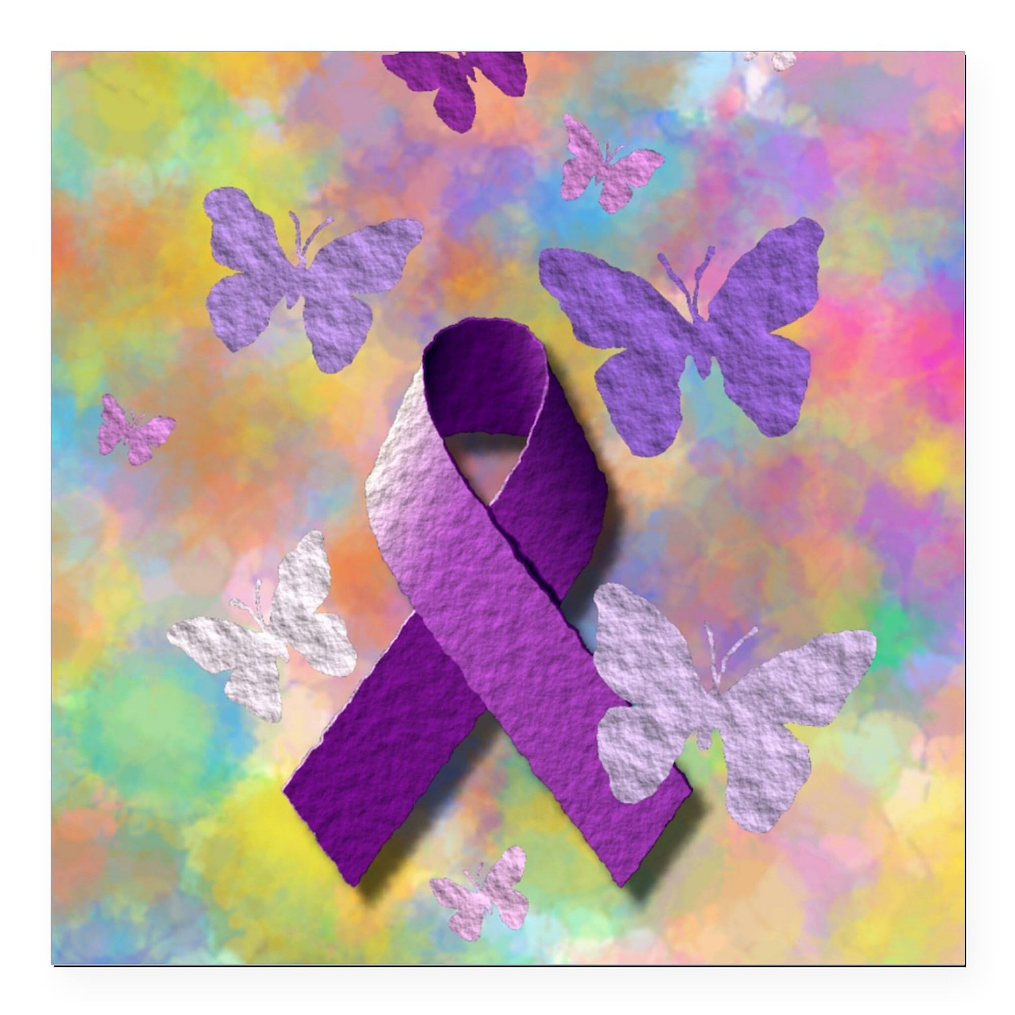 Purple Awareness Ribbon 3x3 Inch Square Car Magnet - Strong Magnetic Bumper Display for Cancer Support, Fundraising & Awareness Campaigns - Perfect for Cars, Trucks & Metal Surfaces