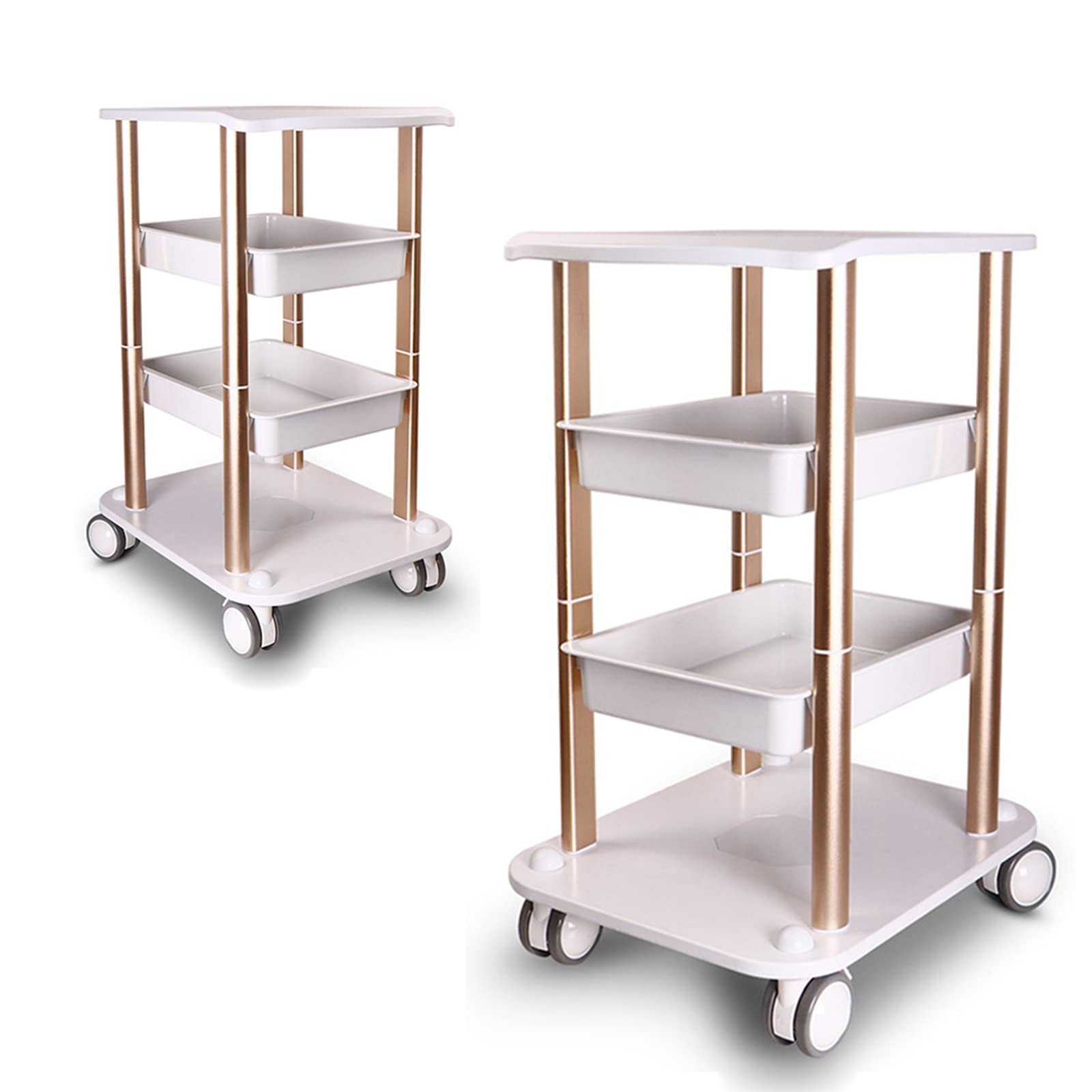 4-Layer Multifunctional Beauty Rolling Trolley Cart with Wheels - Salon Roller Stand for Cosmetology, ABS Beauty Instrument Tray - 27.5