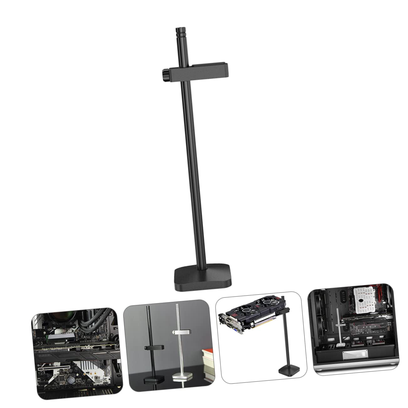 Mikikit 4pcs Black Aluminum-Magnesium Alloy Adjustable GPU Support Bracket - Graphics Card Holder Frame for PC Case Accessories | Perfect for Gaming Rigs & Workstation Builds