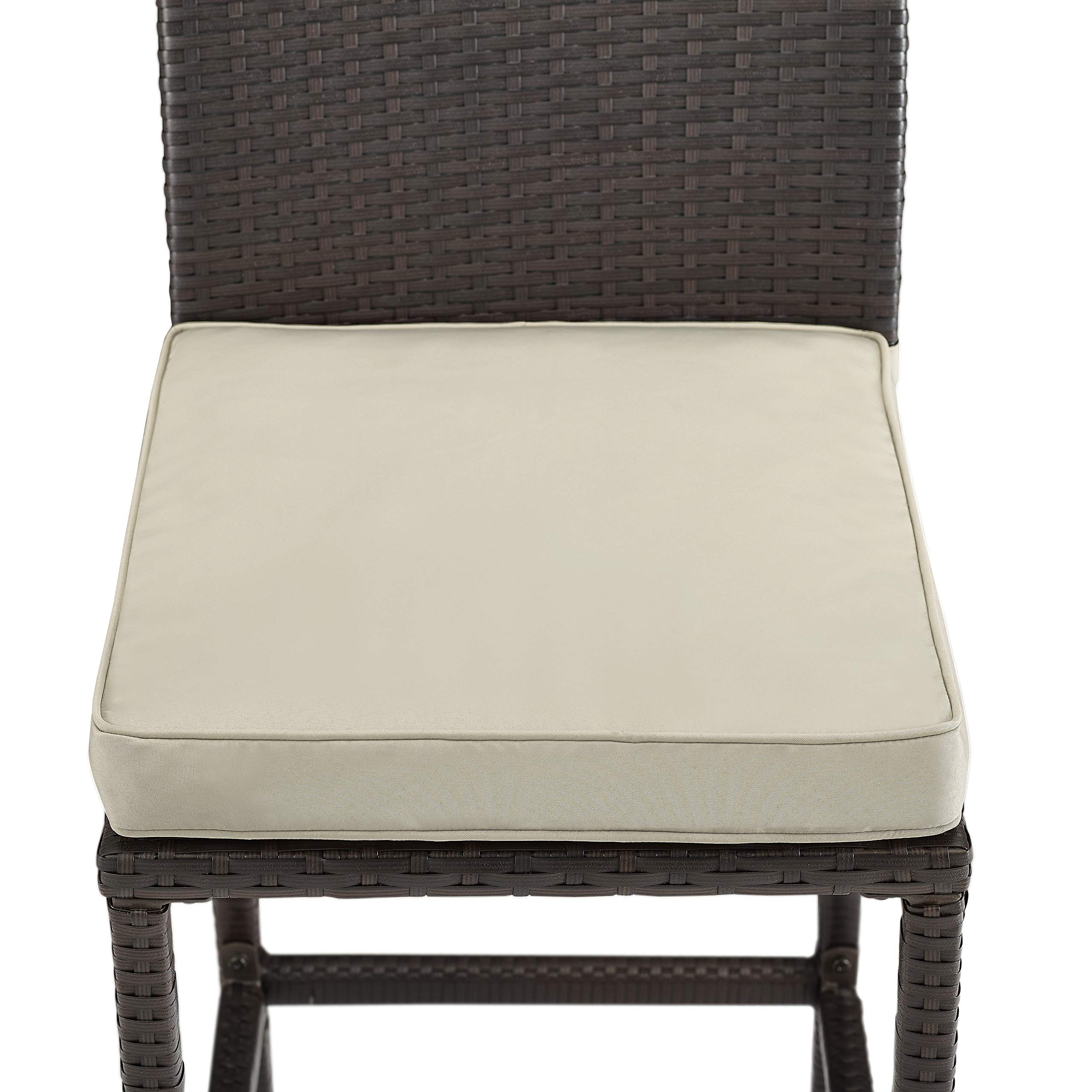 Crosley Furniture Palm Harbor Wicker Outdoor Bar Stools - Set of 2, Brown with Sand Cushion - Patio, Backyard & Balcony Furniture for Outdoor Dining, Lounging & Entertaining