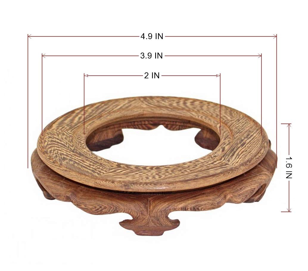 GOLDY&WENDY Asian Style Solid Wood Vase Stand with Crystal Ball - Decorative Display Stand for Collectibles, Plants, Home & Office Decor - Perfect for Living Room, Bedroom, Feng Shui Decorations