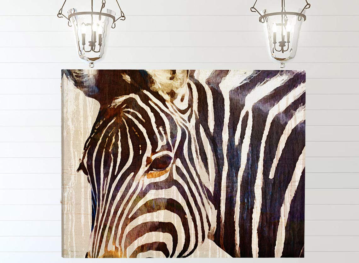 Vintage Zebra Wall Art - African Safari Canvas Print, Rustic Chic Industrial Modern Decor for Kitchen, Living Room & Country Home - Perfect for Farmhouse, Office & Bedroom Wall Decor