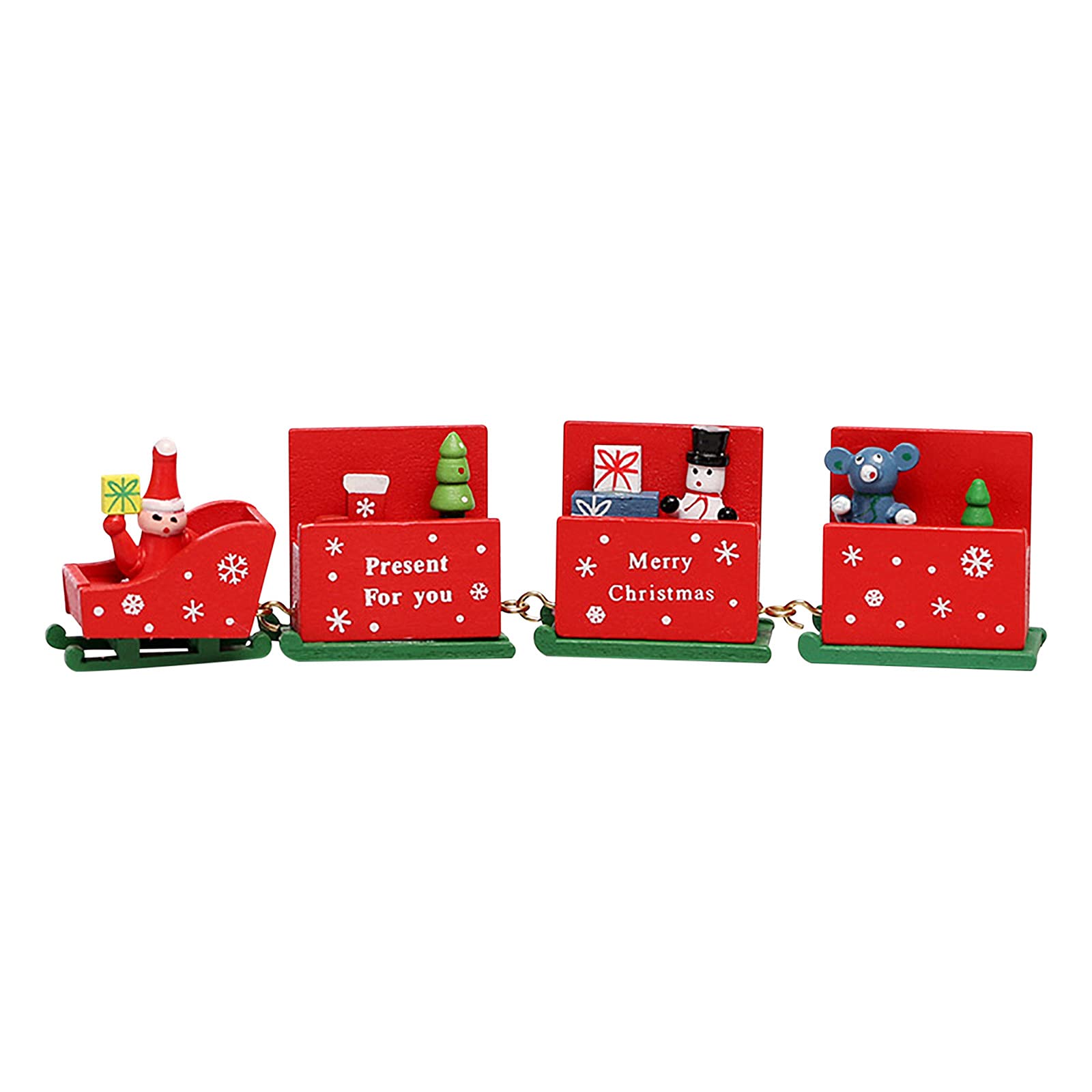 Kuluzego Wooden Christmas Train Santa Claus Ornament - Festive Holiday Home Decor, Kids Gift for Xmas Tree & Holiday Party Decoration
