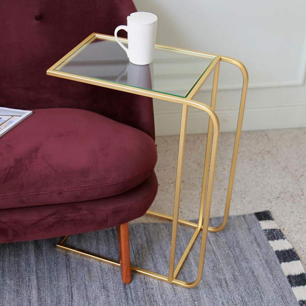 Modern Nordic Glass & Iron End Table - Stylish Side Table, Nightstand, or Coffee Table for Living Room, Bedroom, and Office - Perfect for Small Spaces, Sofa Corners, and Mobile Bedside Use