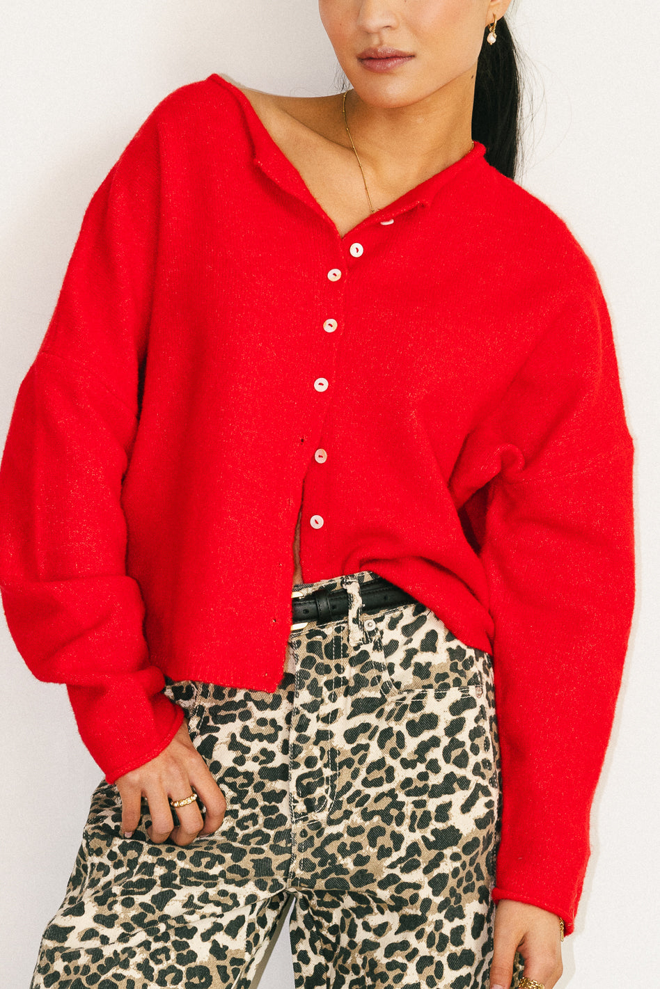 Red Maci Cardigan for Women - Cozy Knit Sweater | Perfect for Fall & Winter Outfits, Office Wear & Casual Dates