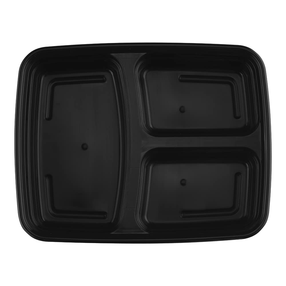 TIYA 48 oz Takeout Food Containers - Bulk 150 Pack with Lids - Reusable Plastic Compartment To-Go Boxes - Microwavable & Dishwasher Safe - BPA-Free & Leak-Proof for Restaurants, Meal Prep, Catering, and Leftovers Storage