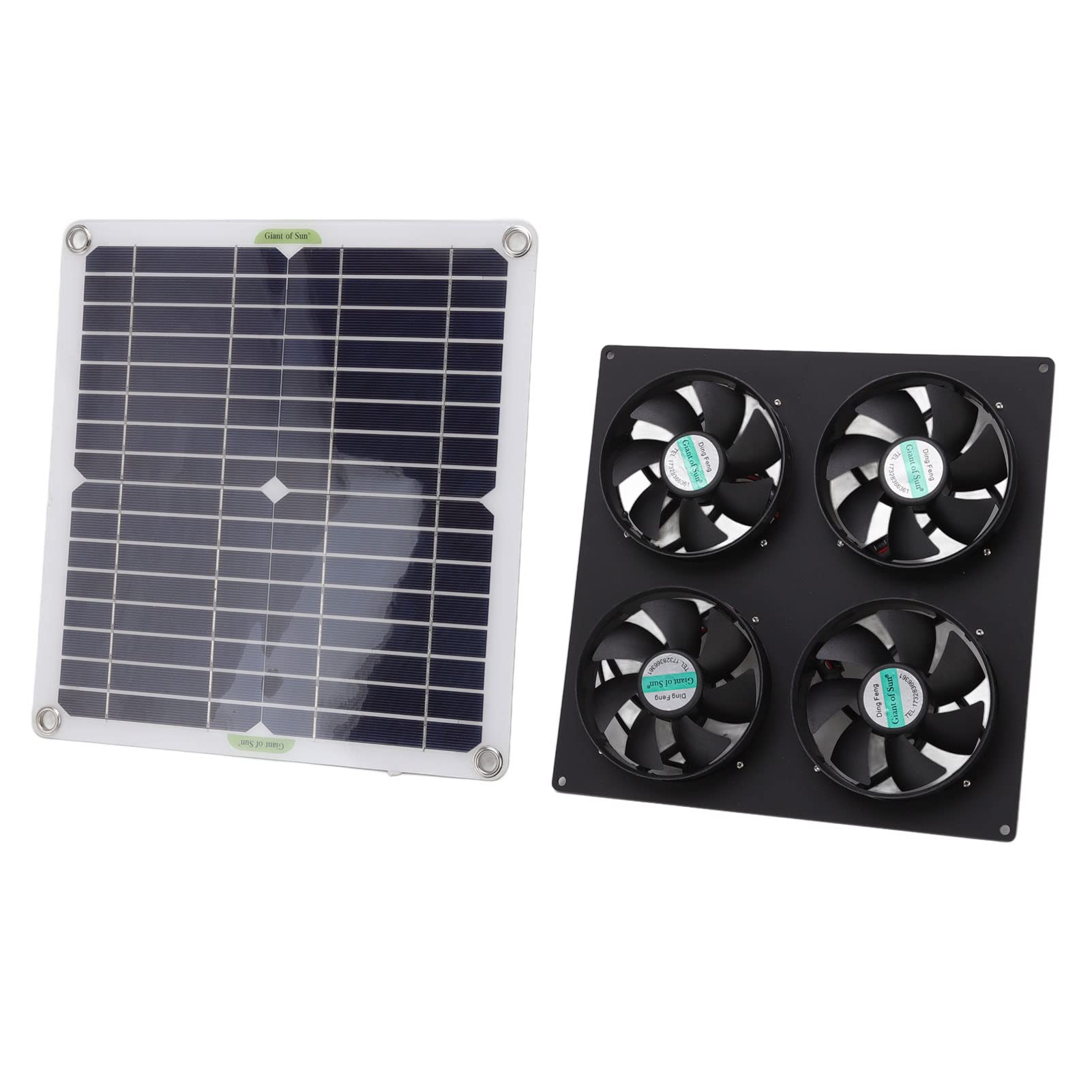 Folanda 100W 12'' Solar Panel Fan Kit - Waterproof Portable Outdoor Ventilation Exhaust Fan with 4 Powered Fans - Perfect for Chicken Coops, Greenhouses, Dog Houses, Window Ventilation, Camping & Travel - Keep Your Spaces Cool & Fresh with Solar Energy