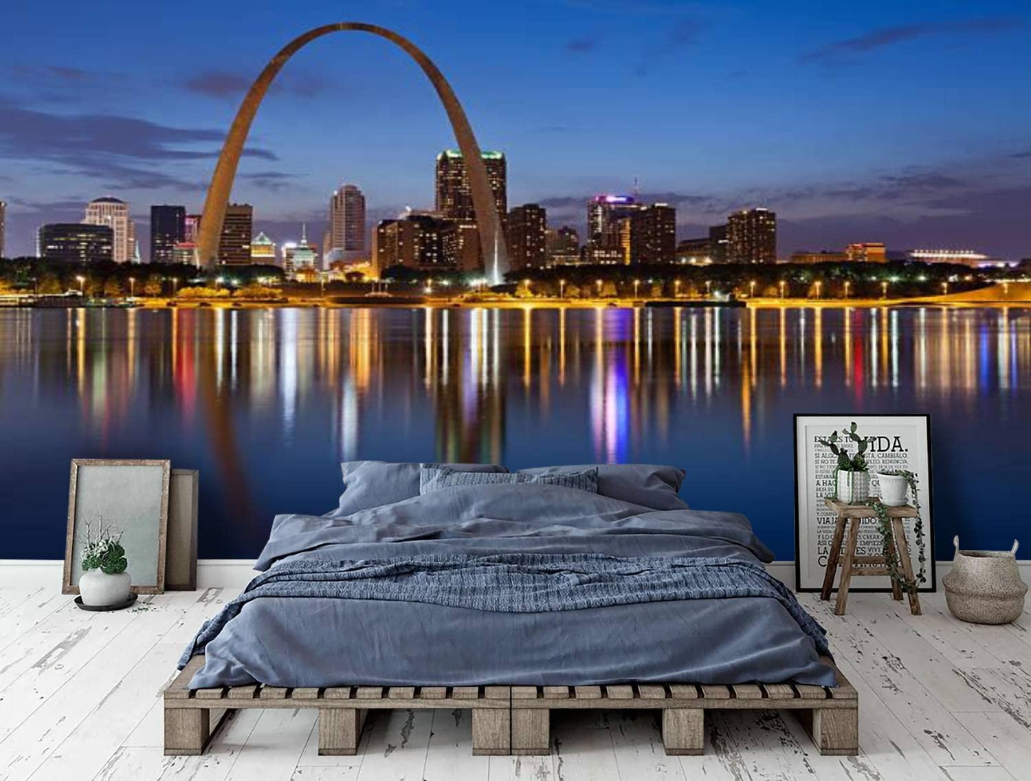 St. Louis Skyline PVC Peel and Stick Wallpaper - Removable Self-Adhesive Wall Mural for Living Room, Bedroom & Home Decor | Easy DIY Wall Sticker for Urban Apartment, Office or Dorm Room