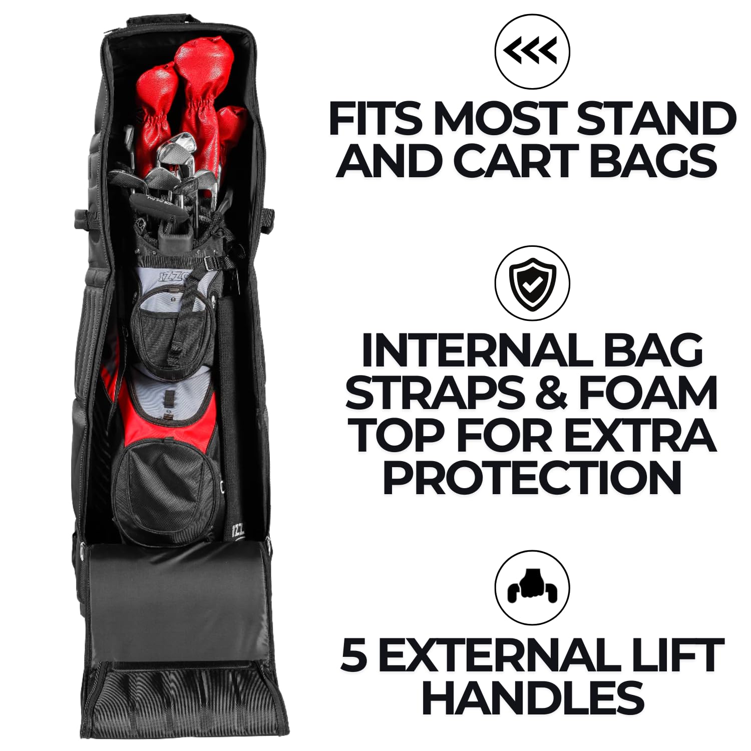 Izzo Golf Travel Bag - Durable Waterproof Golf Club Travel Cover Case with Wheels for Easy Transport - Perfect for Air Travel & Golf Tournaments