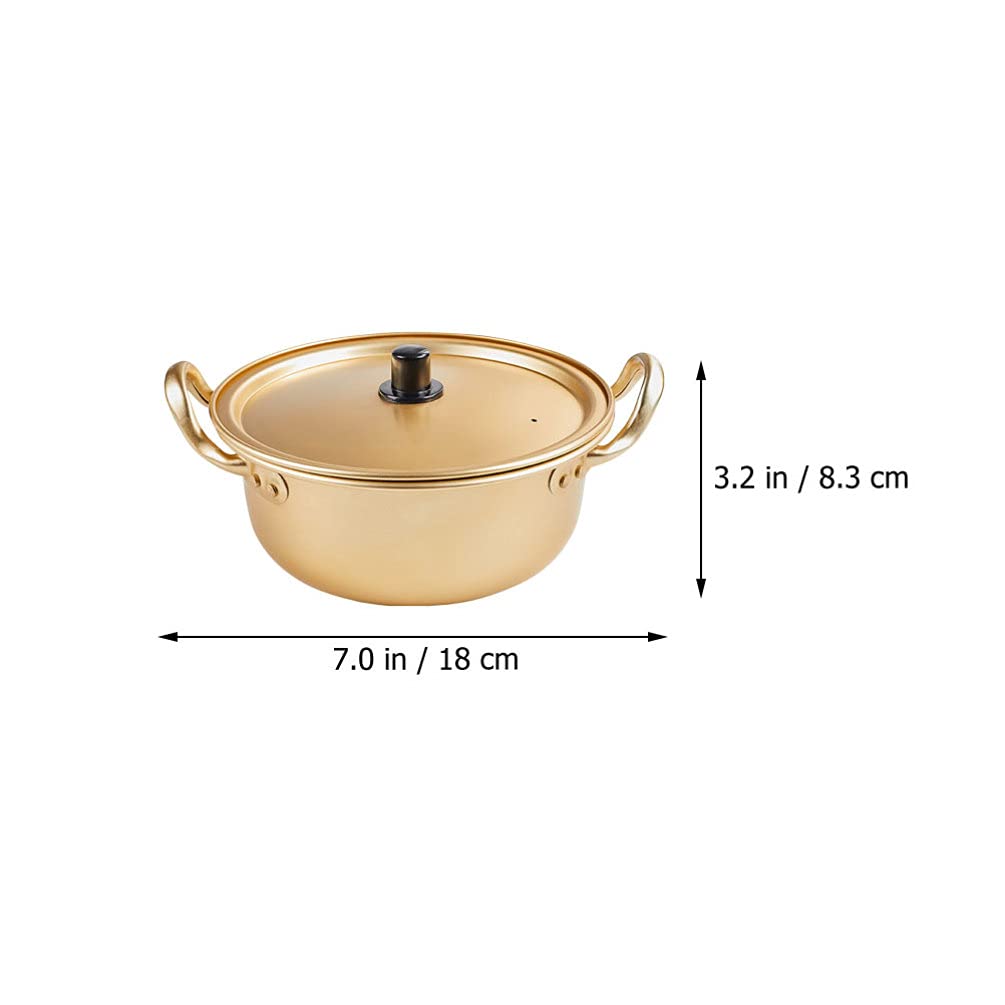 2 Pcs Korean Instant Noodle Pot with Lid - Small Saucepan for Ramen, Milk Boiling & Coffee - Durable Aluminum & Ceramic Stock Pot for Home, Baby Food & Oven Use - Perfect for Quick Meals & Kitchen Essentials