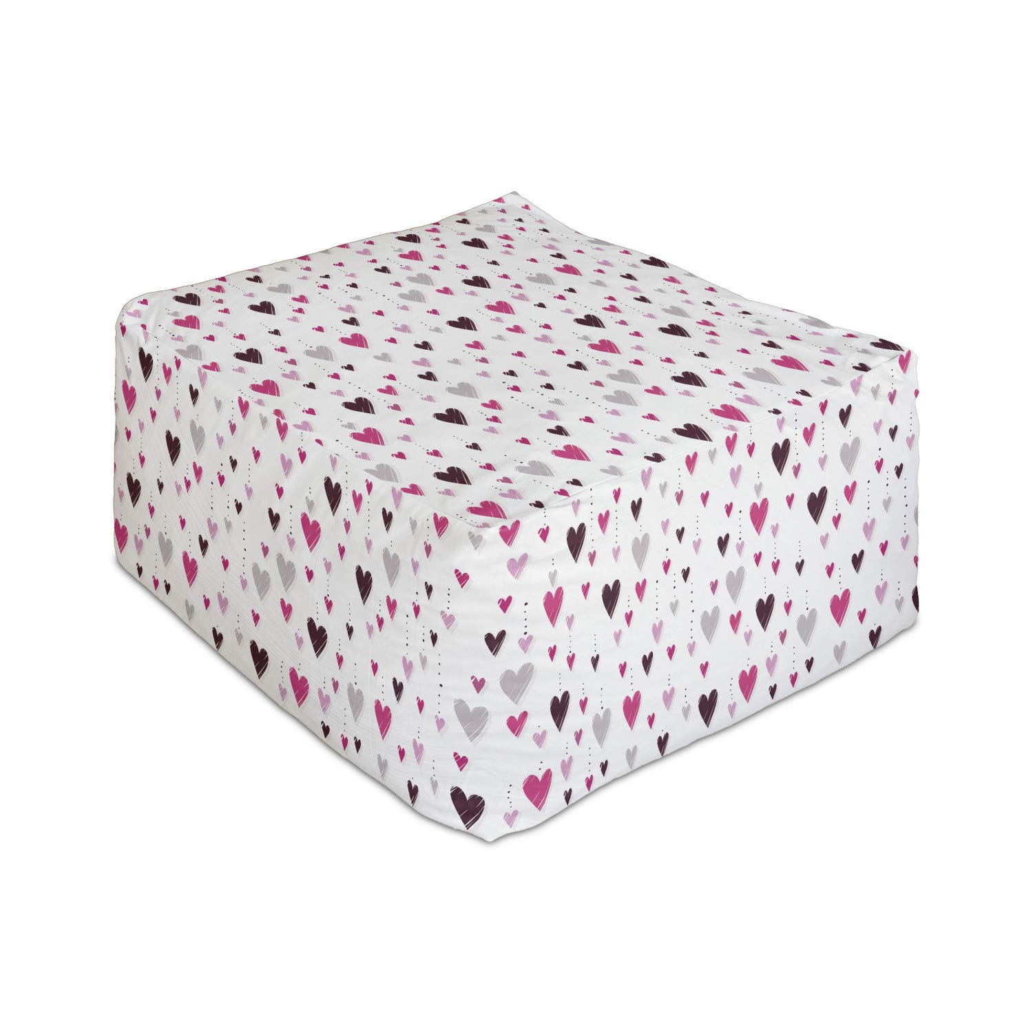 Ambesonne Hearts Rectangle Pouf Ottoman - 25