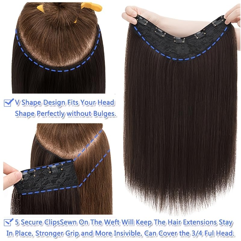 CHANDERKASH 5 Clip Lightweight Straight Black Hair Extensions for Women - Natural Look for Daily Wear & Special Occasions