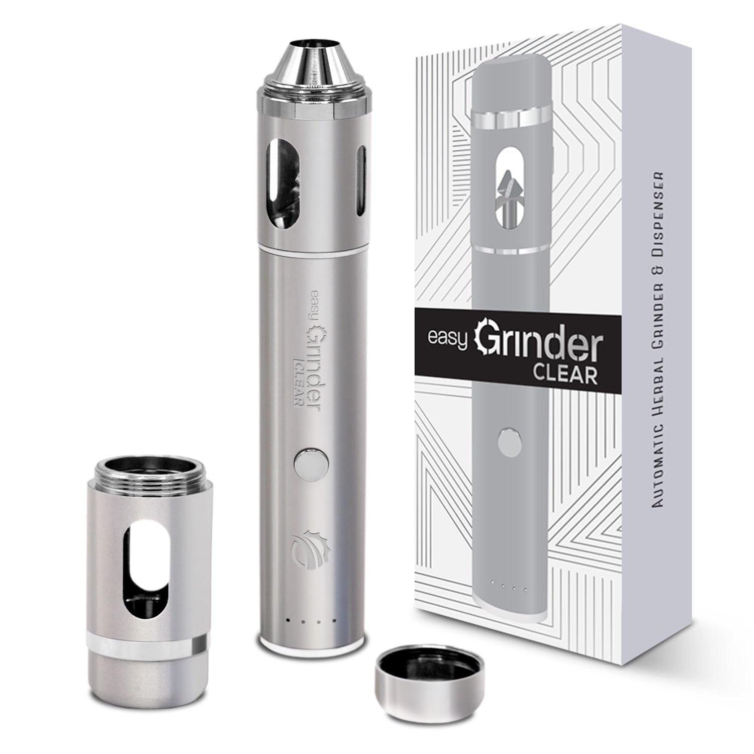 Premium Clear Glass Electric Herb Grinder with Stainless Steel Blades & Pollen Catcher - Perfect for Coffee, Spices, and Herbs - Ideal for Home Kitchens, Coffee Shops, and Baking Enthusiasts