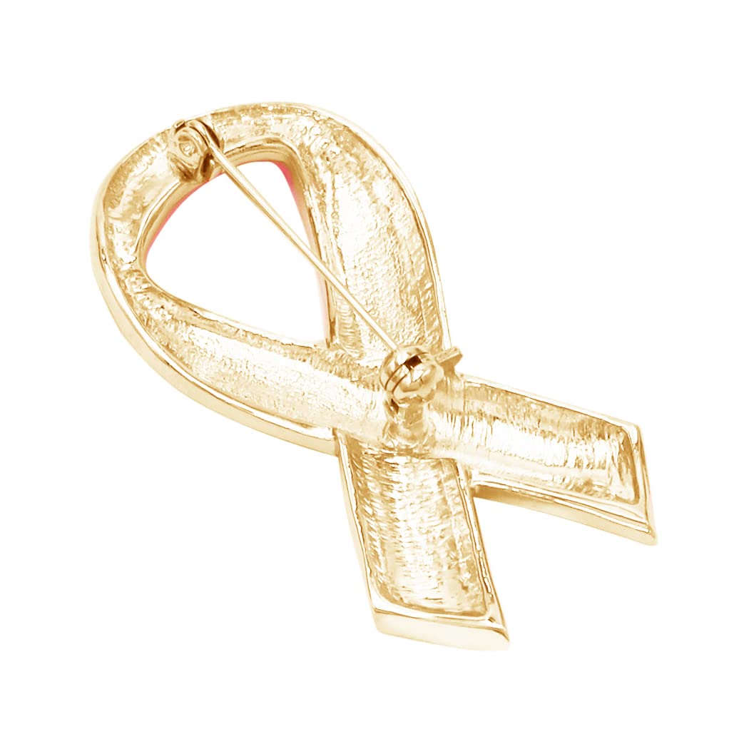 Rosemarie Collections Women's Pink Ribbon Breast Cancer Awareness Enamel Lapel Pin Brooch - 2.25 Inch Elegant Statement Jewelry for Charity Events, Fundraisers & Everyday Support