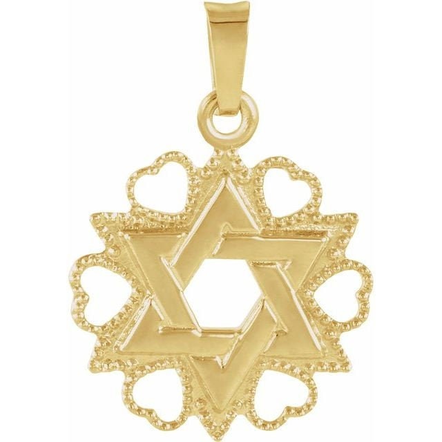 14K Yellow Gold Star of David Pendant - 18x15mm Solid Gold Jewish Jewelry for Men & Women - Perfect for Hanukkah, Bar Mitzvah & Religious Gifts