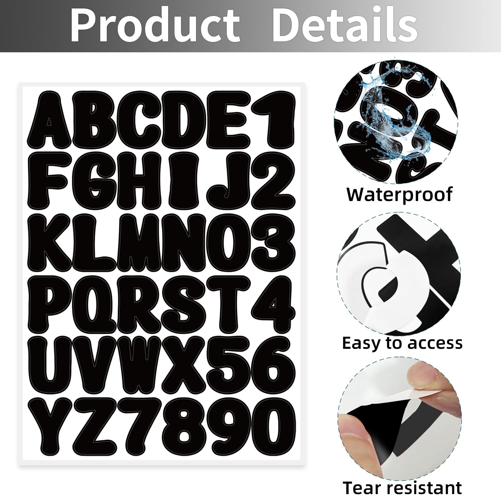 Starboling 2 Inch Self-Adhesive Black Alphabet Letter Stickers - 16 Sheets Vinyl Decals for Mailbox Numbers, Bulletin Boards, Classroom & Home Decor - Perfect for DIY Crafts, Scrapbooking & Organization