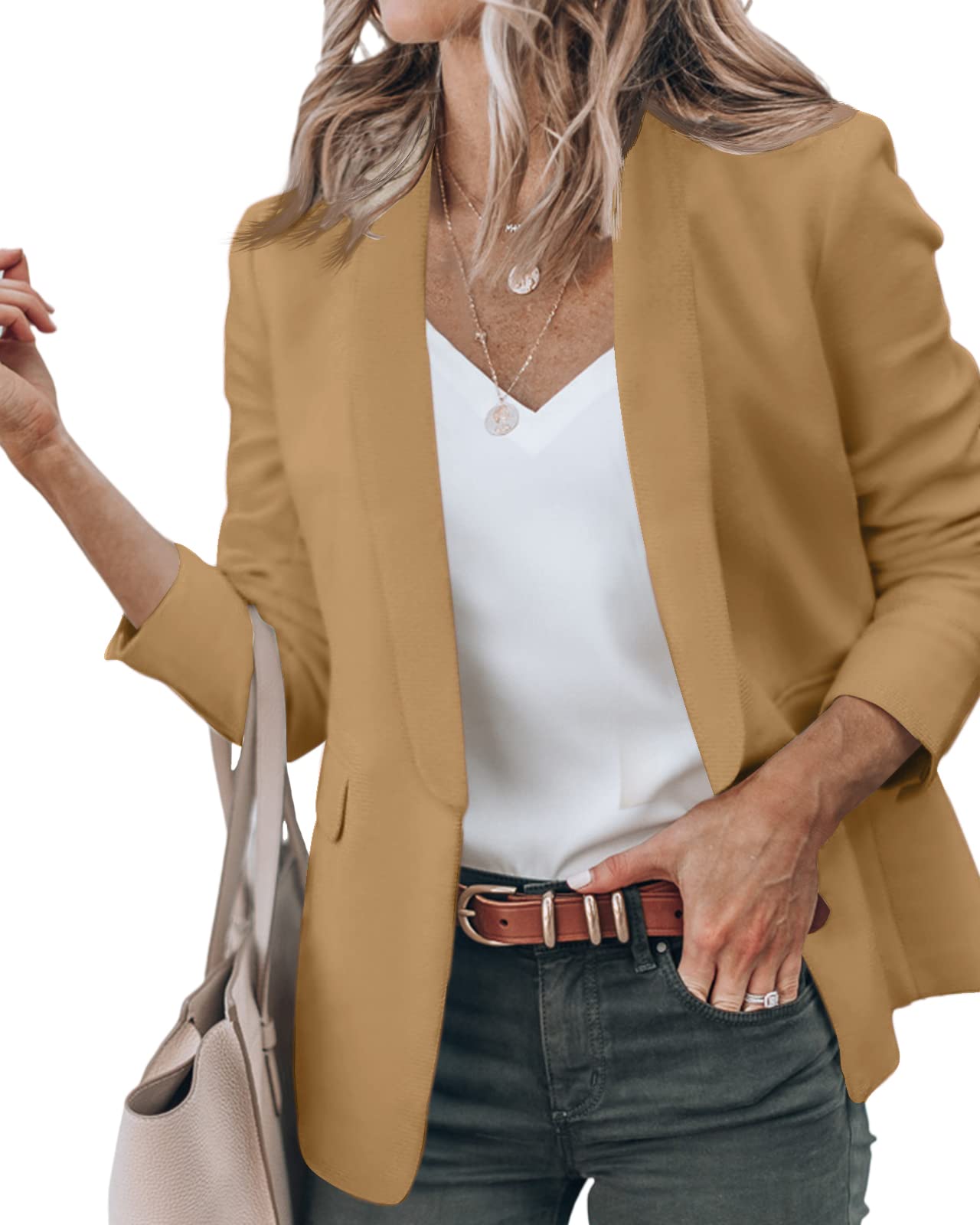 Newffr Women's Casual Blazer Jacket - Open Front Long Sleeve Lapel Collar Office Blazer for Work & Summer Outfits | Perfect for Business Casual, Office Wear & Summer Fashion