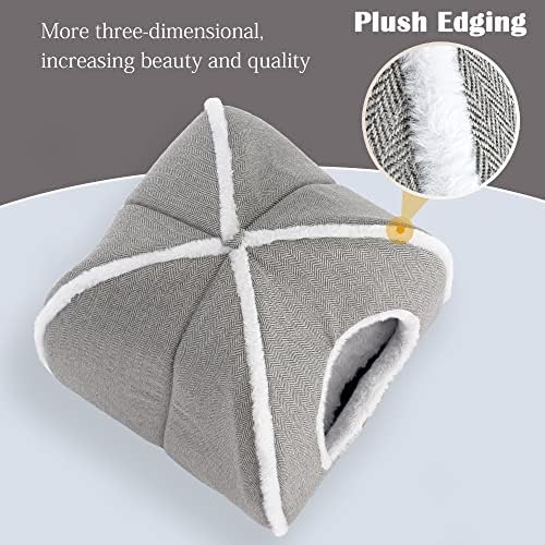 **Foldable Cat Bed Cave for Indoor Cats - Soft & Warm Washable Pet House for Kittens & Small Pets (17.5