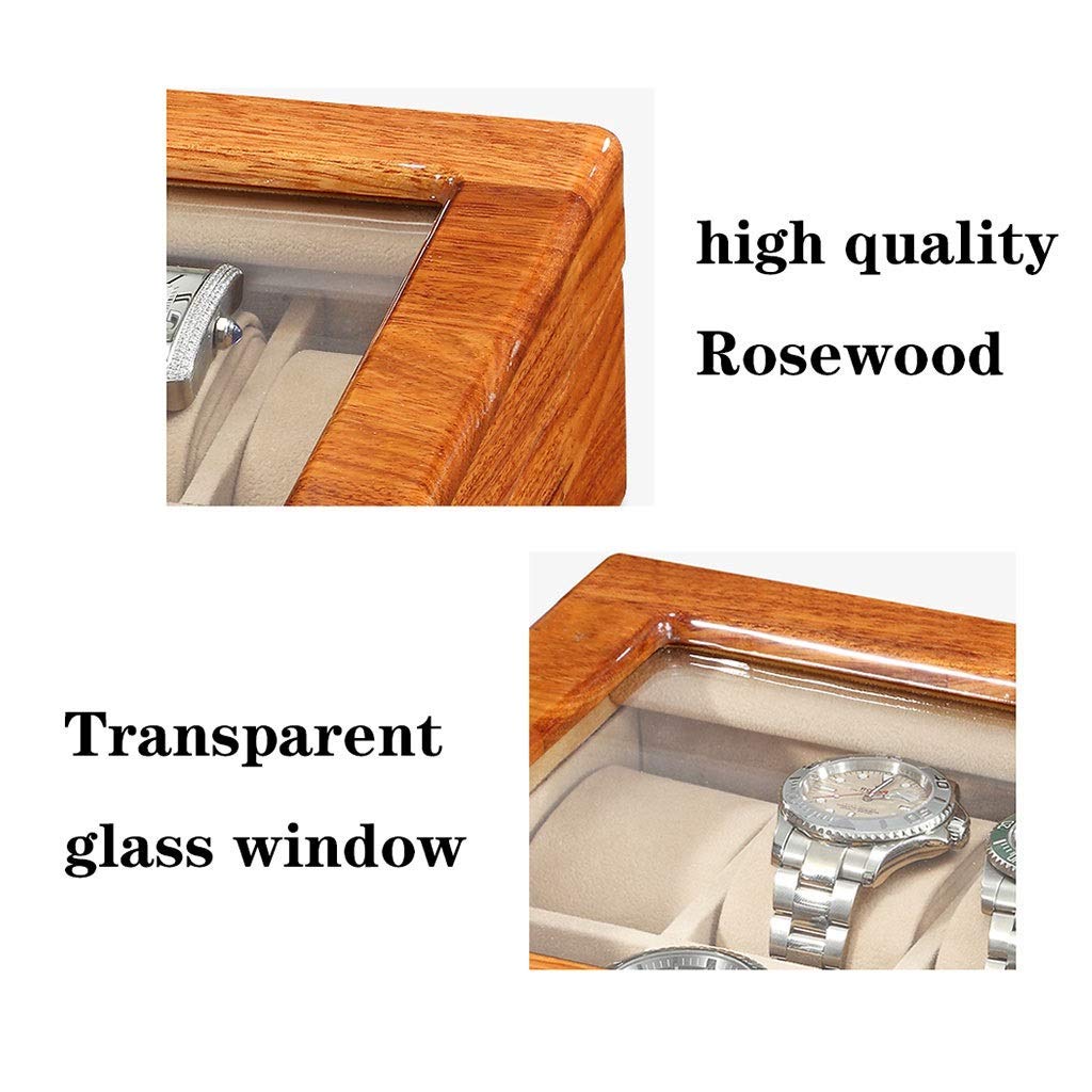 Premium Rosewood Watch Storage Box with Lock - 6/12 Compartments, Detachable Pillow & Transparent Window - Jewelry & Watch Display Case for Men's Luxury Watches, Collector's Display & Travel Storage
