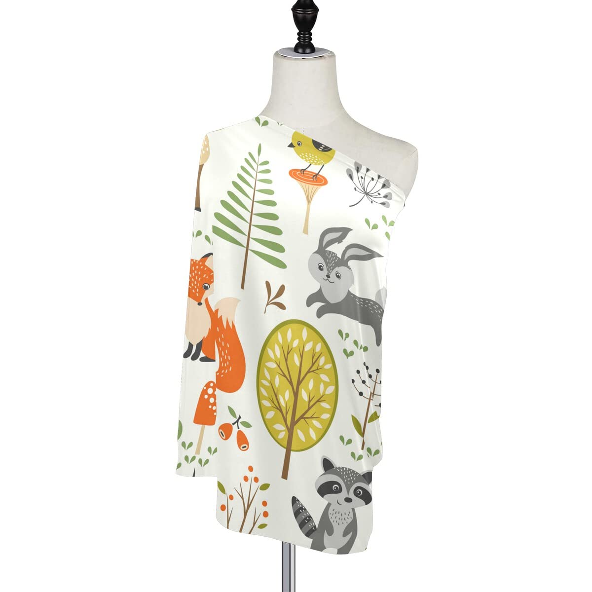 Cute Woodland Animals Nursing Cover - Soft Breastfeeding Cover, Multi-Use Baby Car Seat Canopy, Shopping Cart Cover & Stroller Blanket - Perfect for Nursing, Outings & Travel