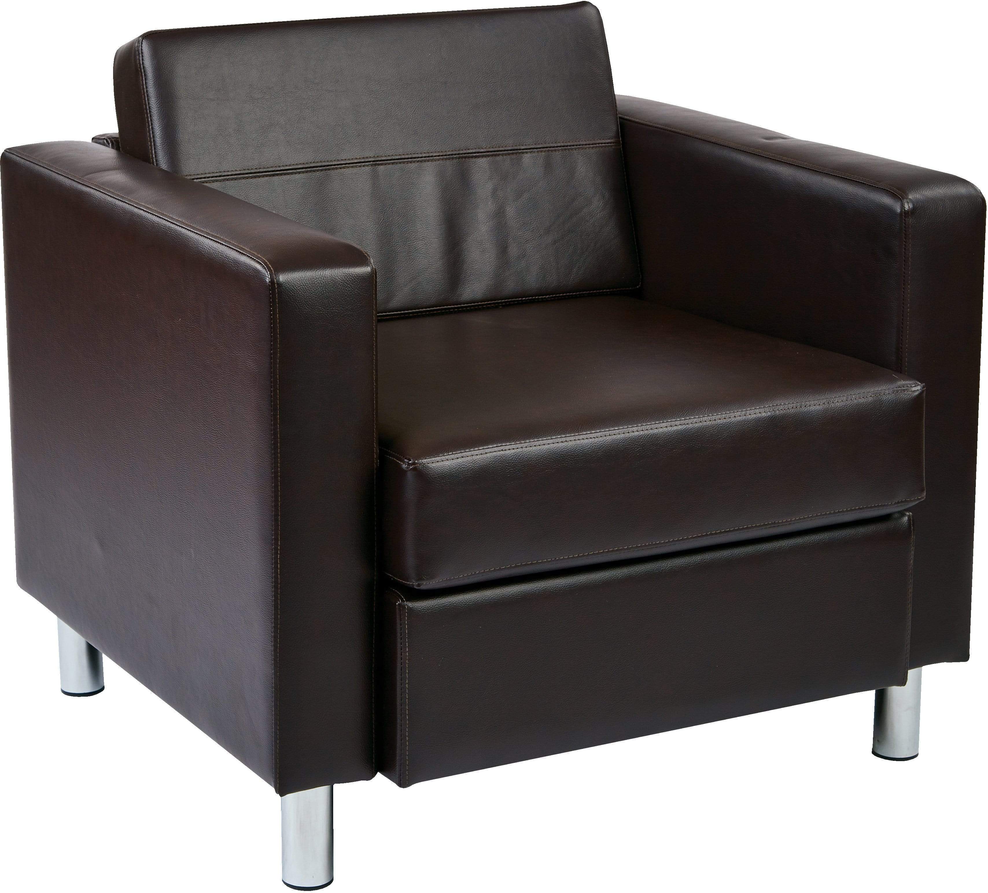 Office Star Ave Six Pacific Faux Leather Armchair - Black PU Leather Office Chair with Padded Seat & Back [PAC51] - Perfect for Home Office, Conference Rooms & Waiting Areas