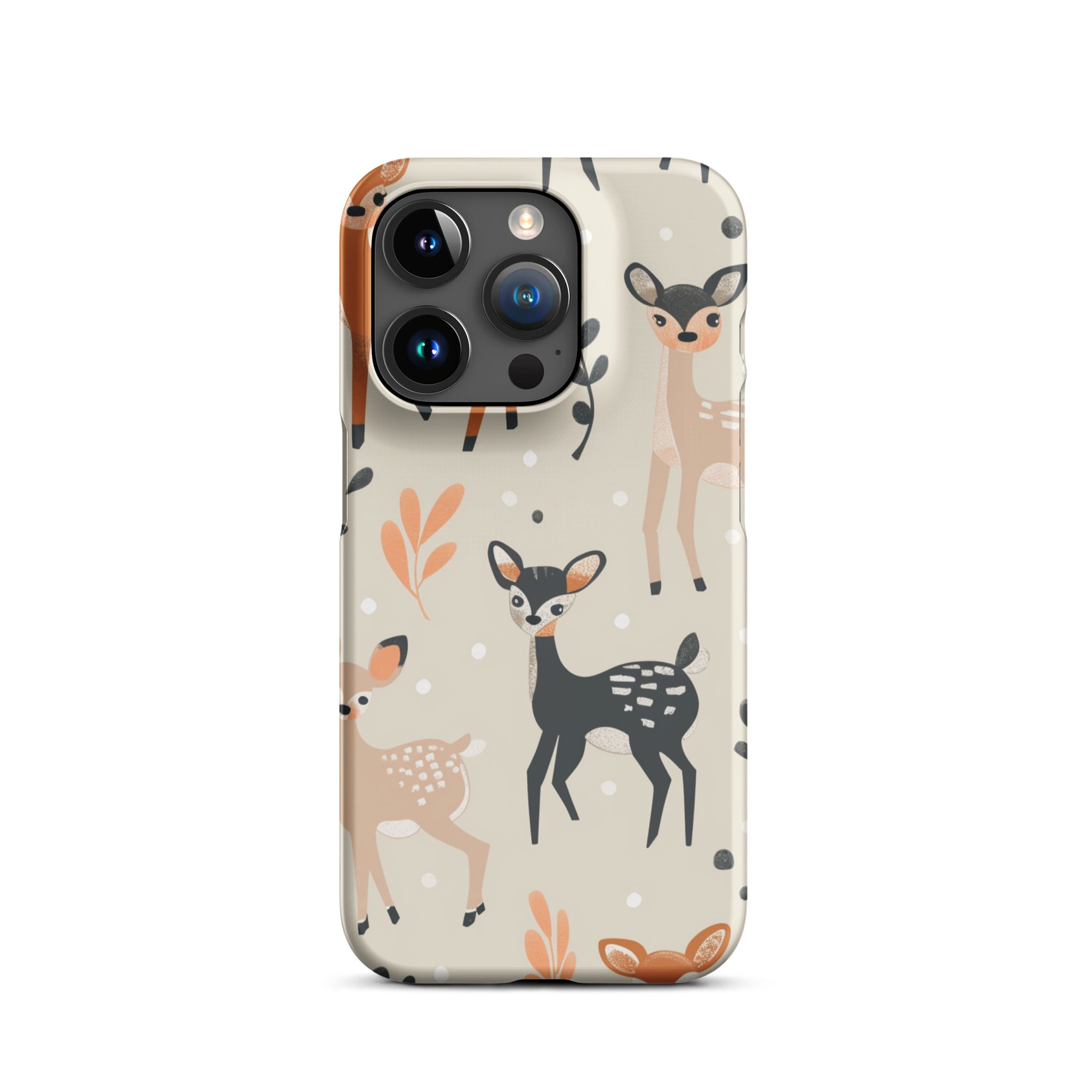 Cute Baby Deer Design Protective Snap Case for iPhone 12/13/14/15 Pro Max - Durable Shockproof Phone Cover for Kids & Adults - Perfect for School, Work & Outdoor Activities