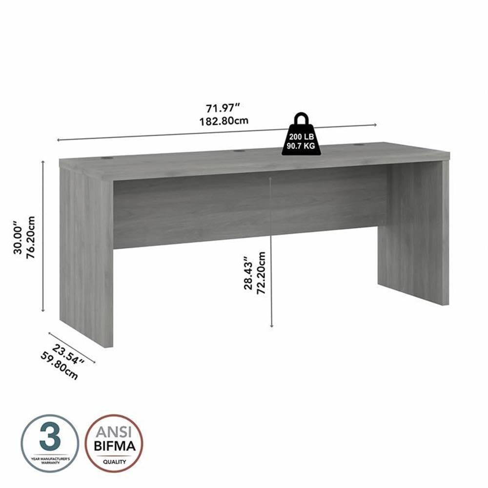Bush Business Furniture Echo 72W Modern Gray Computer Desk - Home Office Desk for Work, Study & Gaming - Durable Writing Desk with Spacious Work Surface