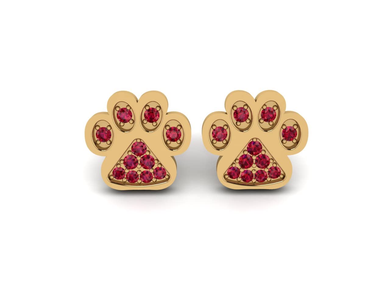 14K Yellow Gold Natural Gemstone Paw Earrings for Women - Valentine's Day Gift, Birthday Present, Anniversary Jewelry | Perfect for Casual Wear, Date Nights & Special Occasions