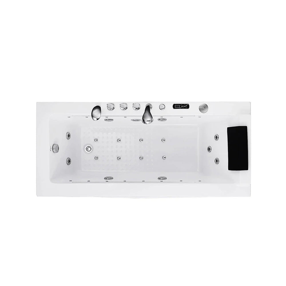Empava 67-Inch Alcove Whirlpool Bathtub with Inline Heater, LED Lights & Left Drain - Rectangular Soaking Tub for Luxury Bathroom Relaxation and Spa Experience