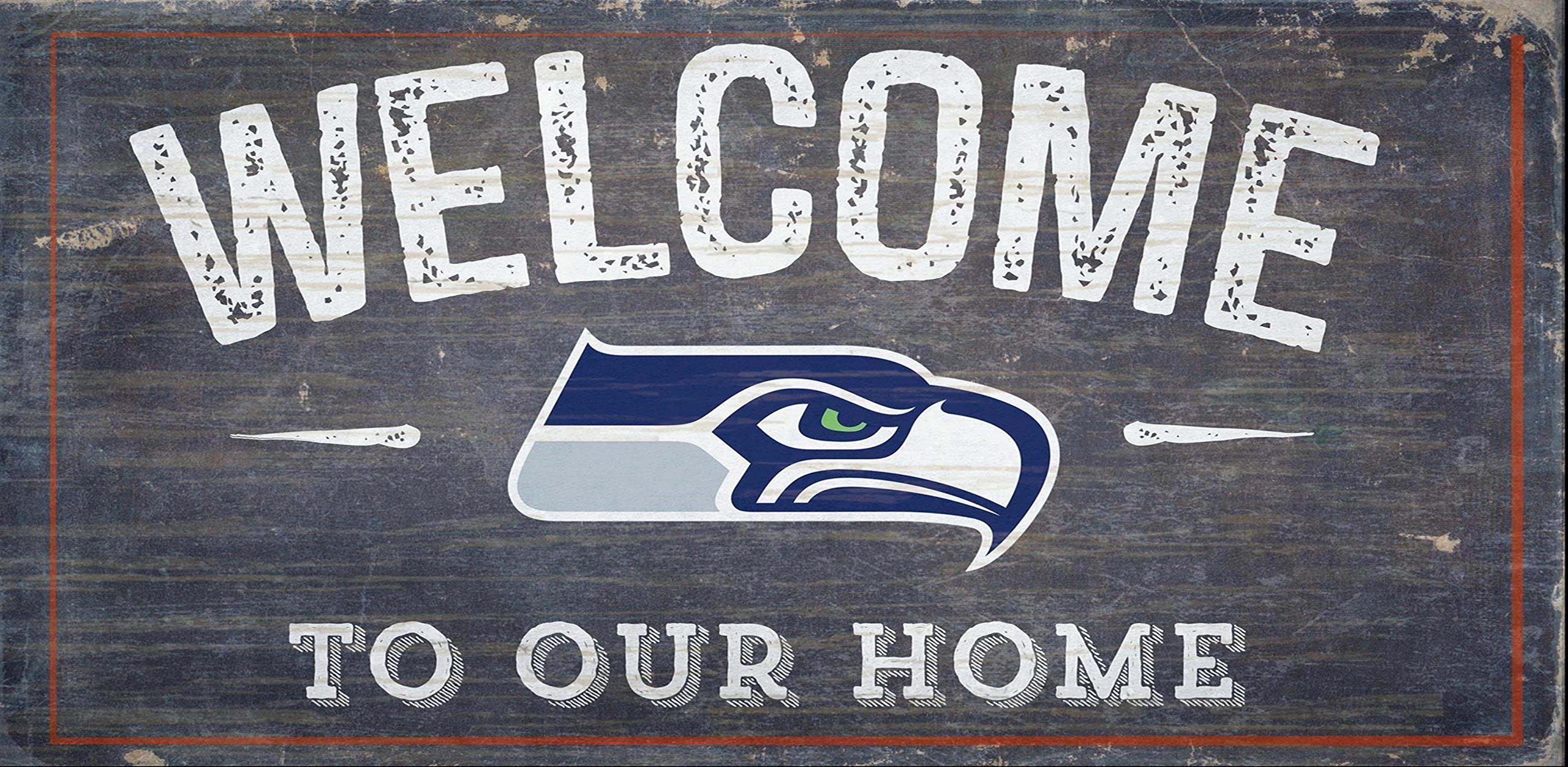 LA Auto Gear Seattle Seahawks NFL Team Logo Wooden Welcome Sign with Hanging Rope - Perfect for Garage, Home Office & Man Cave Decor