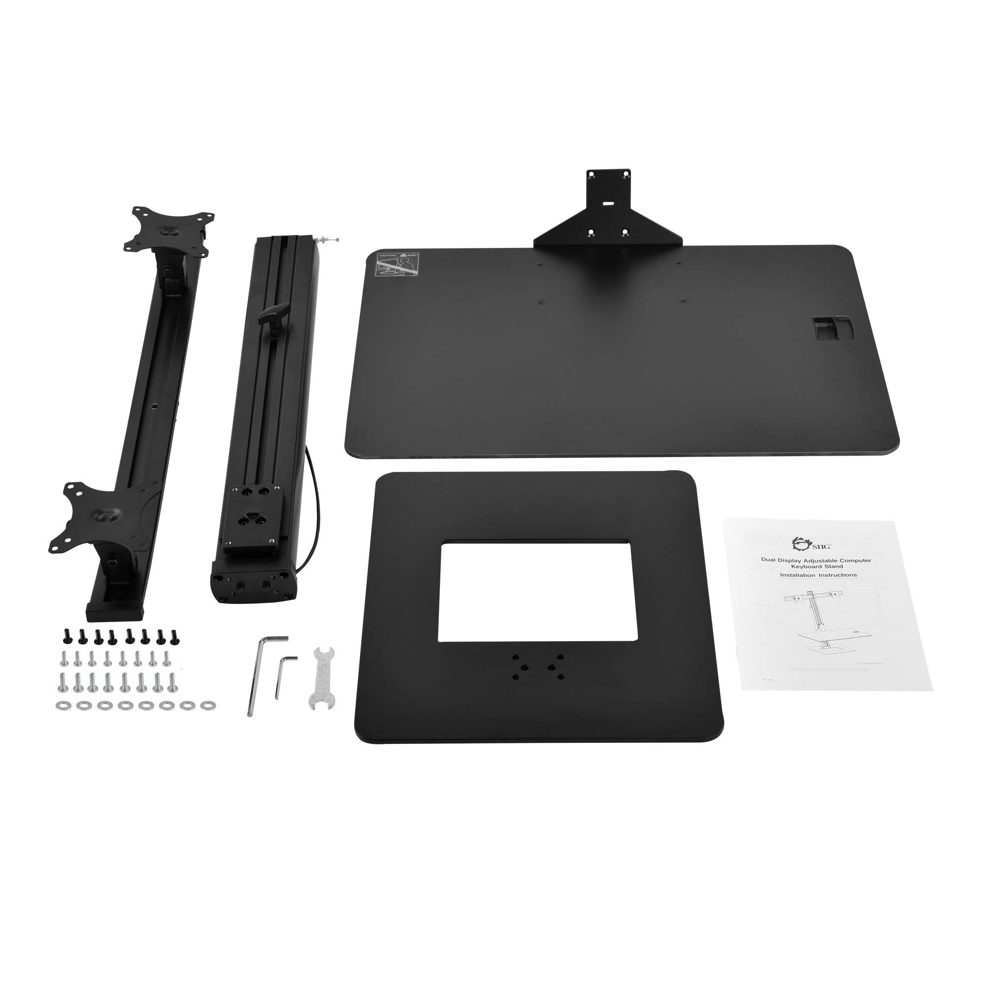 SIIG Dual Monitor Adjustable Motorized Stand with Laptop Tray - Supports 17