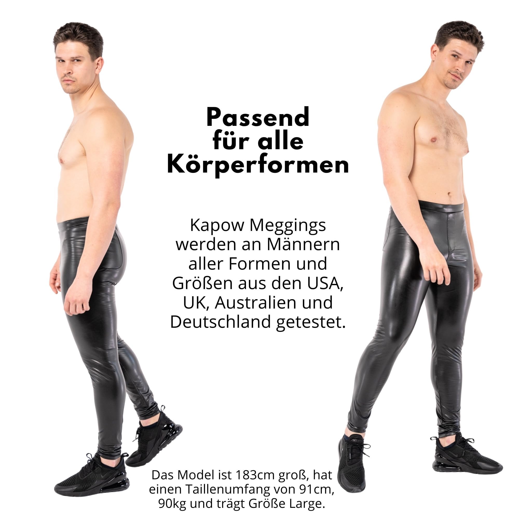 Kapow Meggings Berlin Vegan Faux Leather Men's Leggings (Medium) - Stretchable Leather-Look Leggings for Men - Perfect for Gym, Yoga, Festivals & Night Out