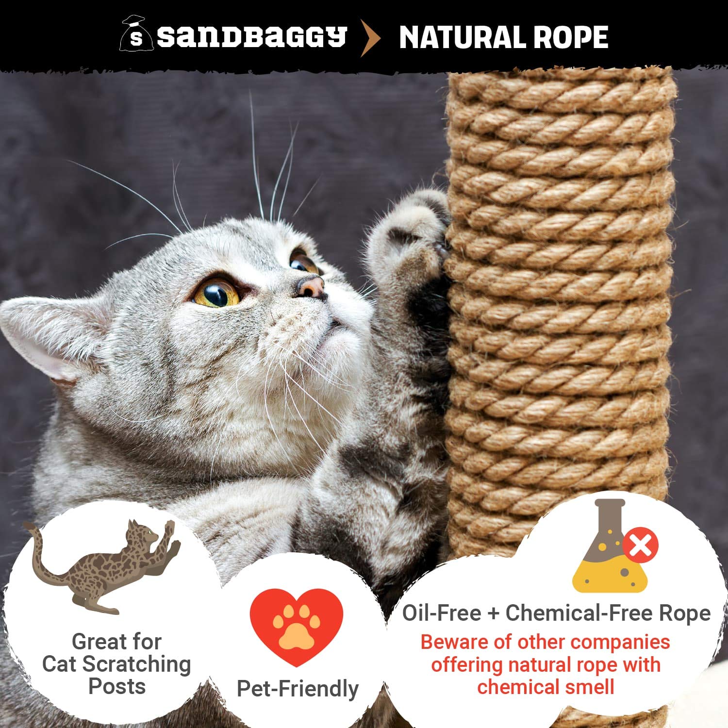 Premium 1/4 Inch Sisal Rope Twine - 500 Feet Bulk Natural Fiber Cord (5 Rolls) - Heavy Duty for Crafts, Gardening, DIY Projects & Home Decor - Similar to Home Depot, Walmart, Lowes by Sandbaggy