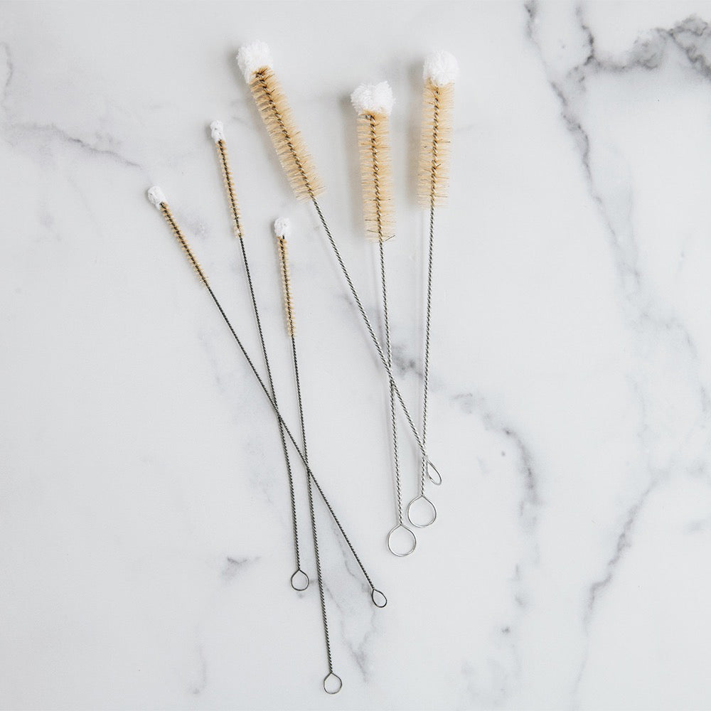 Slim Bristle Brush Set of 2 - Soft Natural Bristles for Gentle Cleaning - Perfect for Makeup Brushes, Art Supplies & Household Cleaning