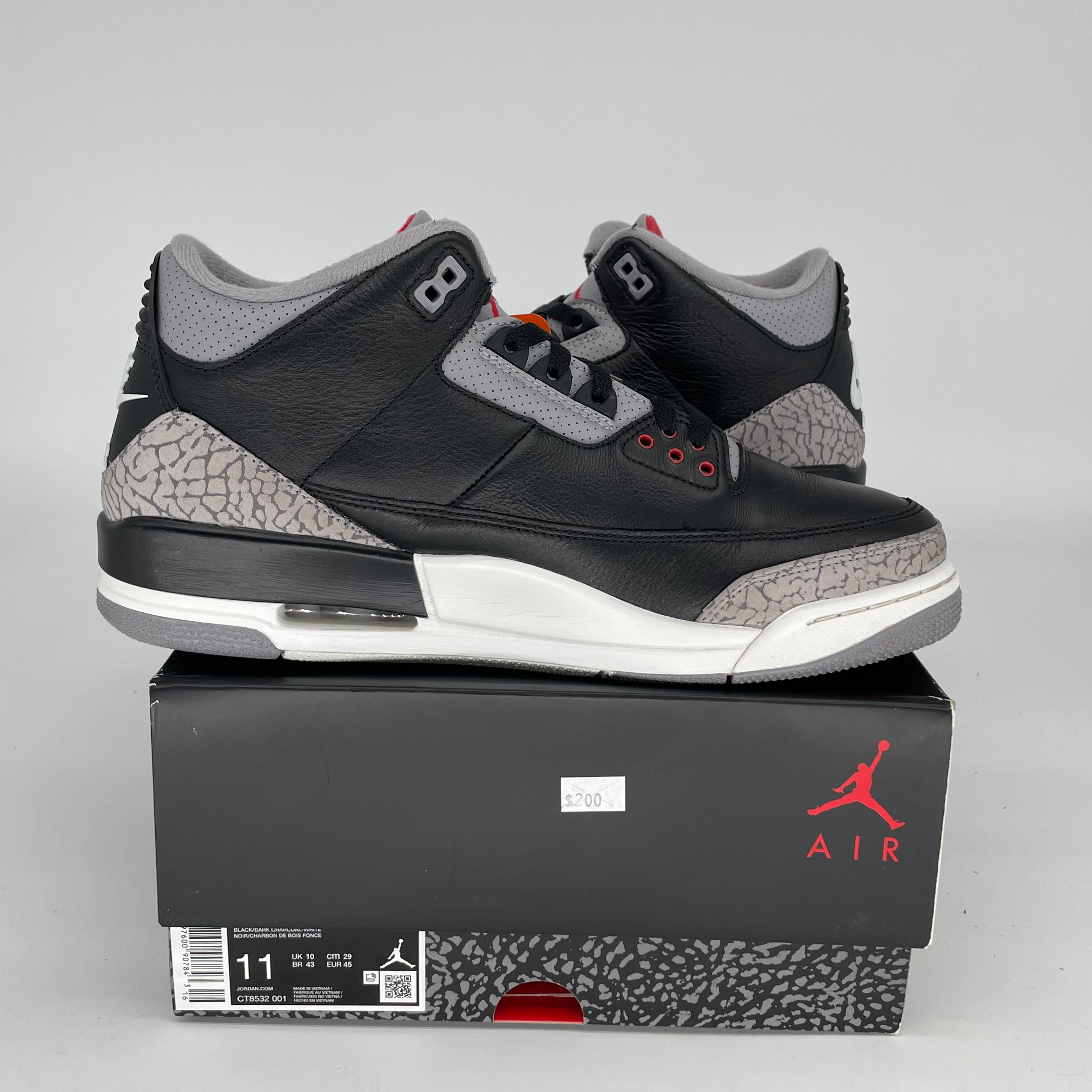 Original Air Jordan 3 Black Cement Reimagined - Men's Size 11 (DN3707-010) | Retro Basketball Sneakers for Streetwear & Casual Outfits