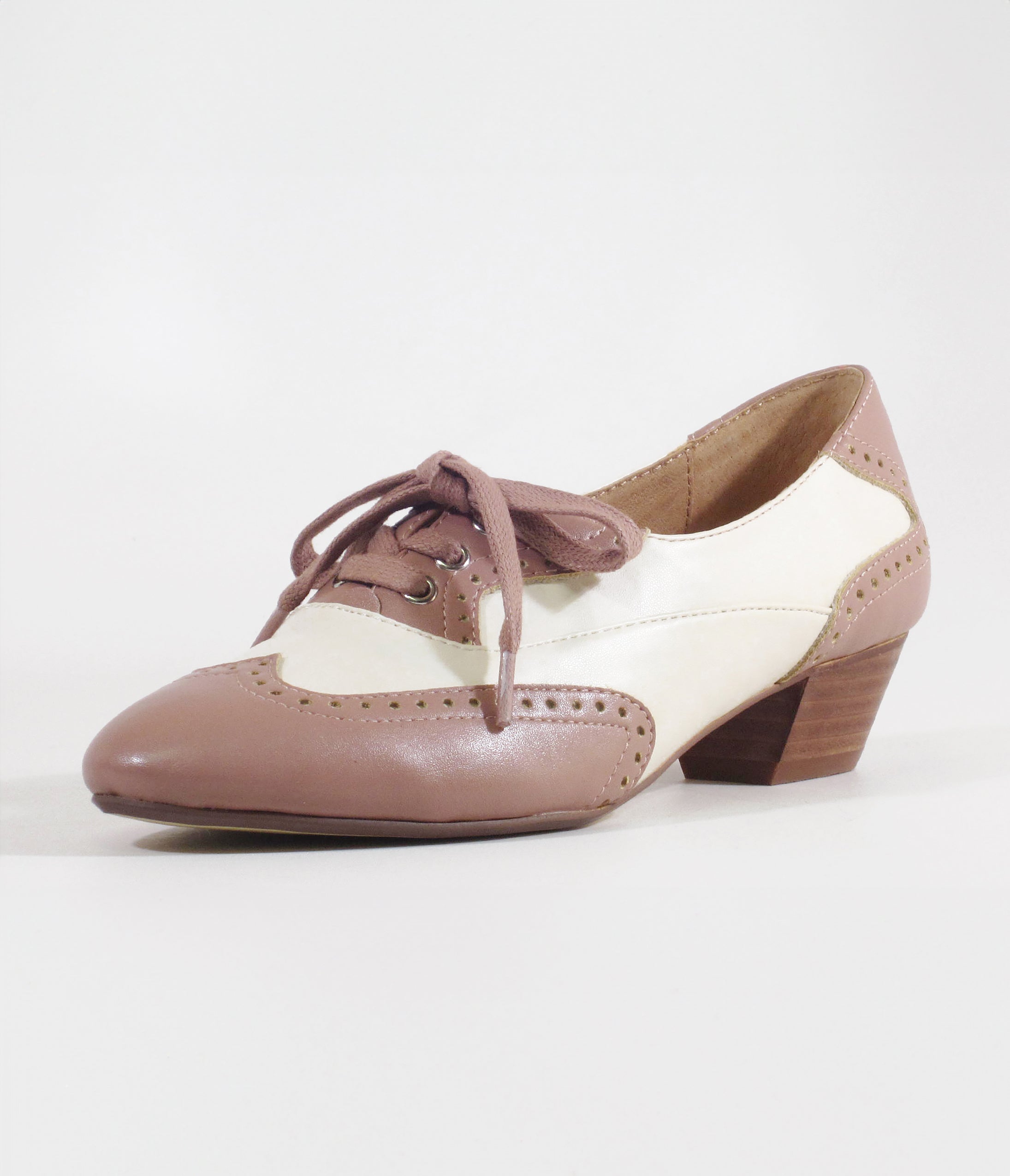 Vintage 1950s Chelsea Crew Mauve & Bone Demi Oxford Saddle Shoes - Retro Style Women's Casual Shoes for Swing Dancing, Rockabilly Fashion & Everyday Wear