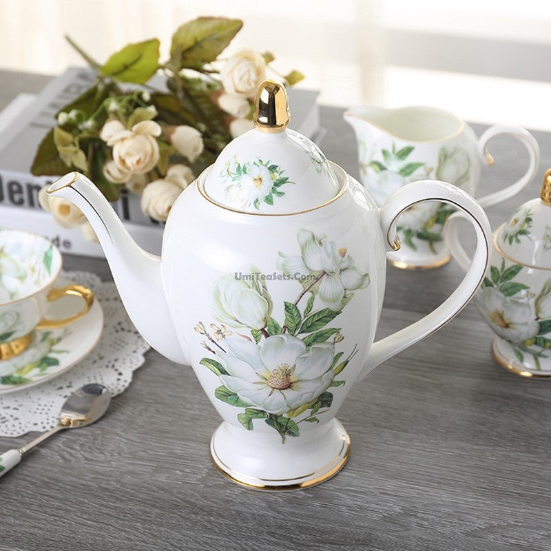 Elegant Bone China Tea Set with Camellia Flower Design - Perfect for Afternoon Tea, Gifts & Home Decor